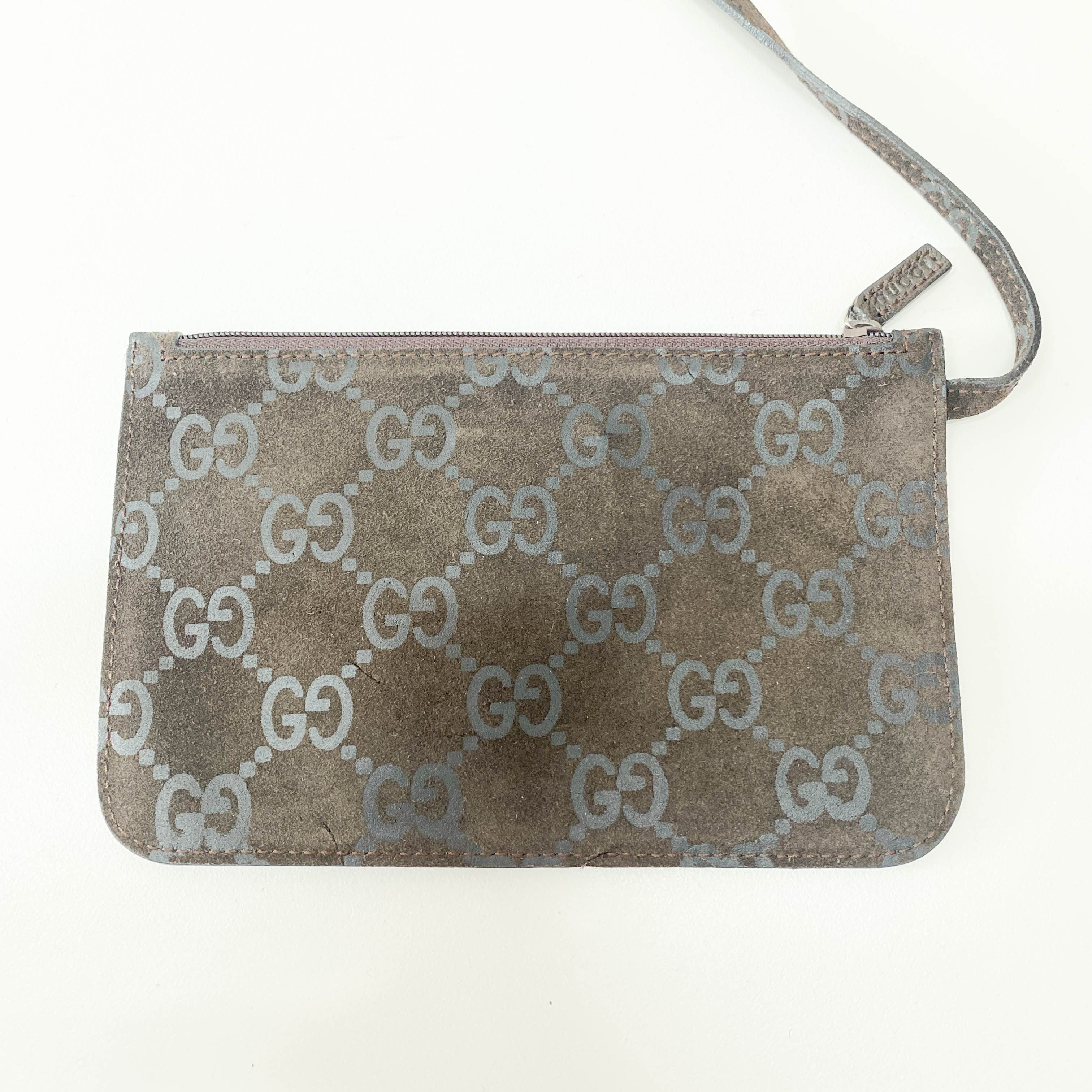 GG Canvas Brown Suede Shoulder Bag