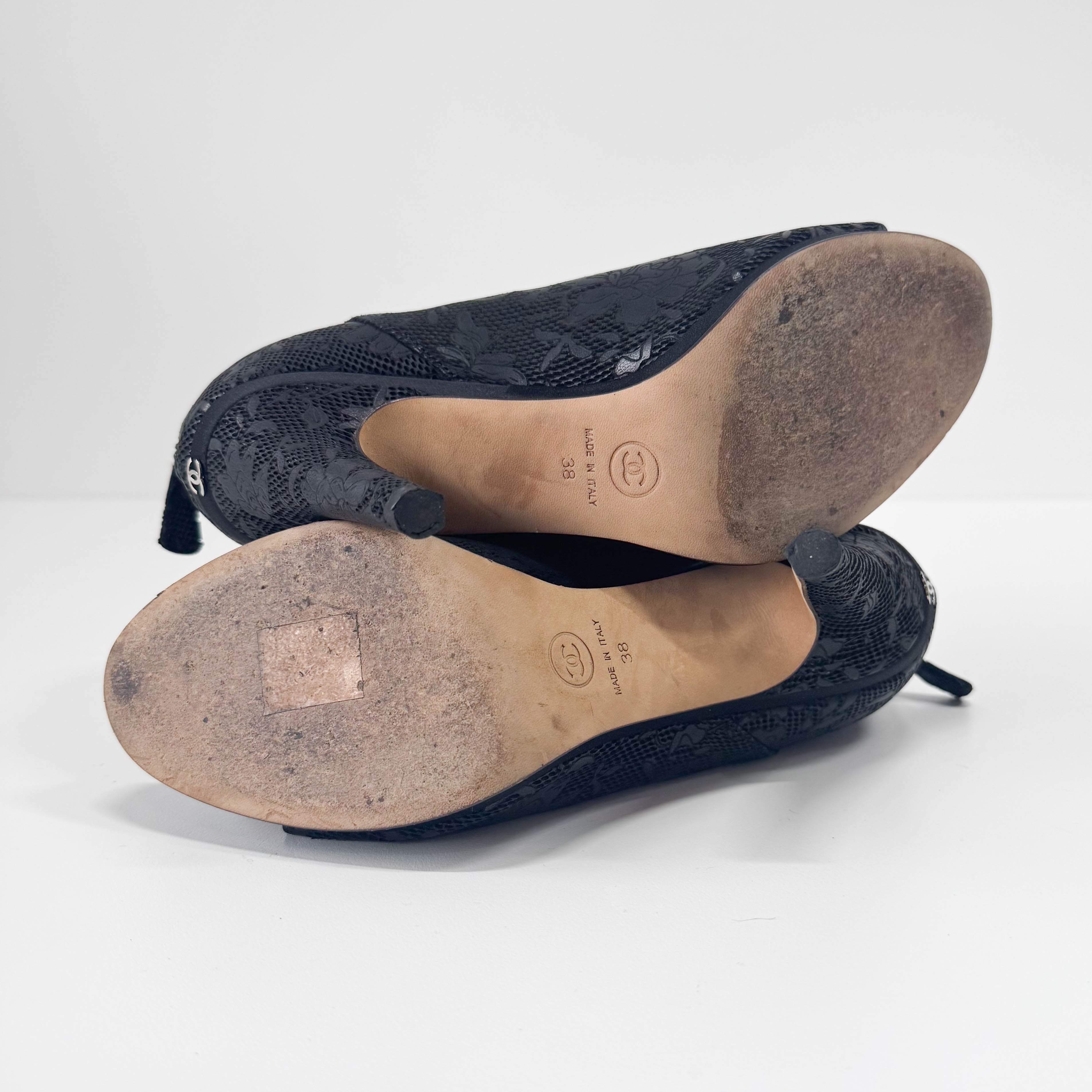 Size 38 Black Leather Heels