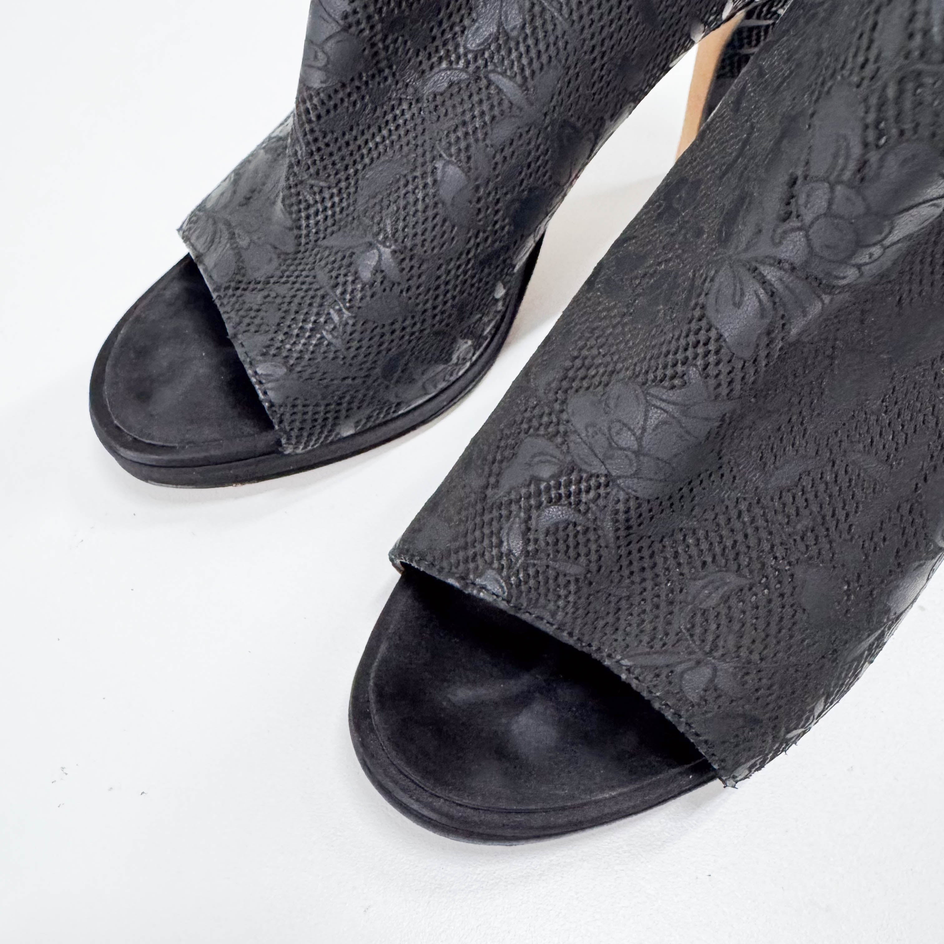 Size 38 Black Leather Heels