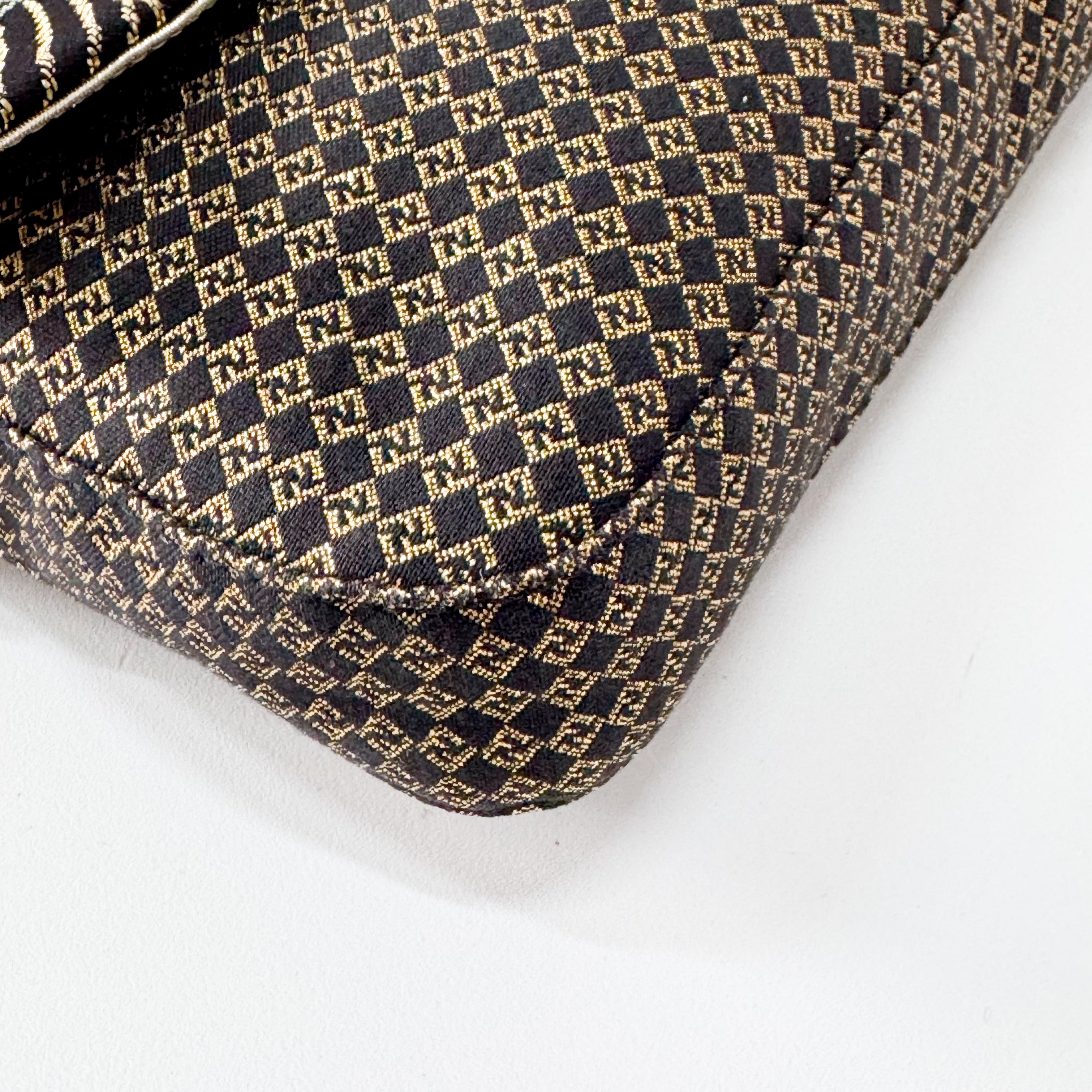 Baguette Black Canvas Rhinestone Shoulder Bag