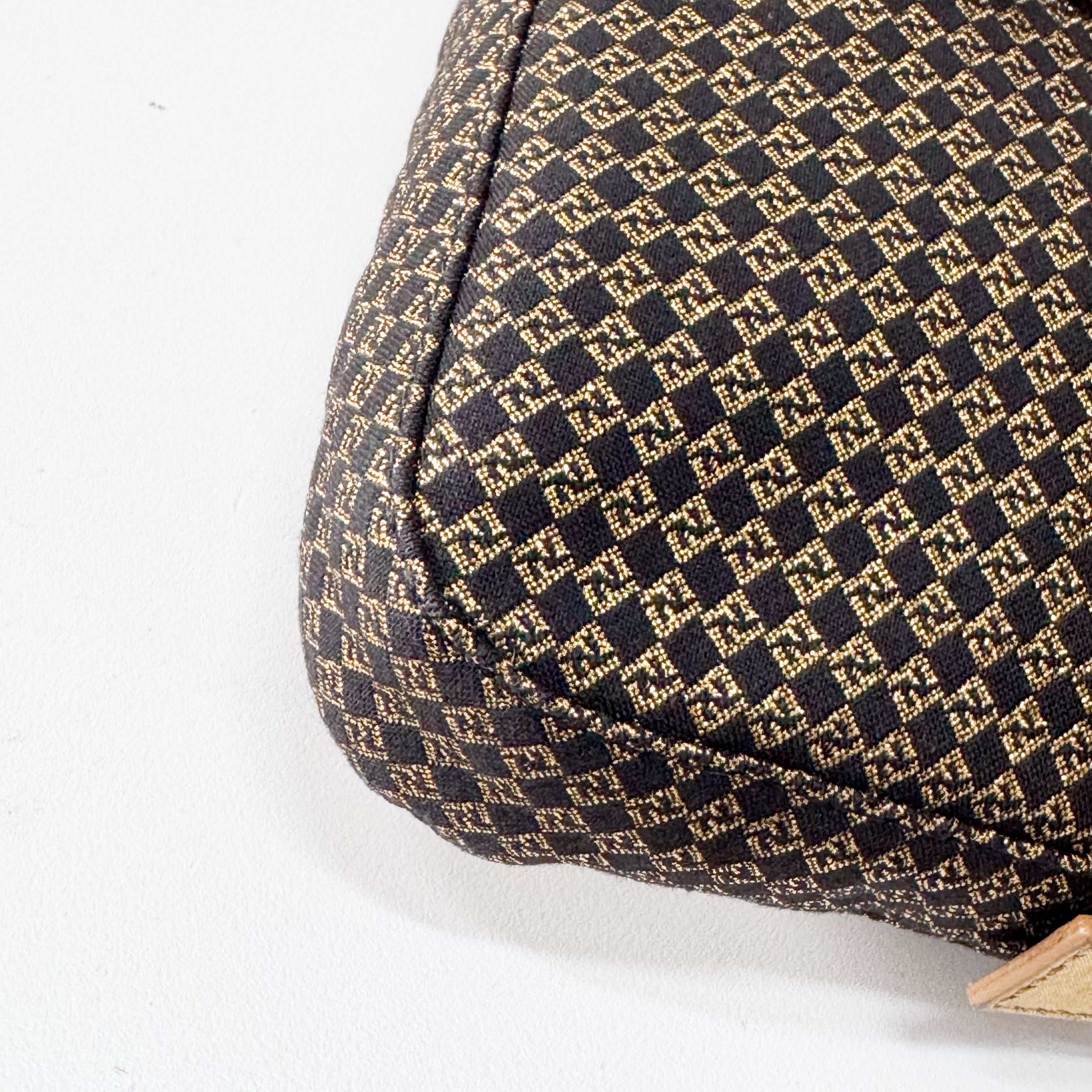 Baguette Black Canvas Rhinestone Shoulder Bag