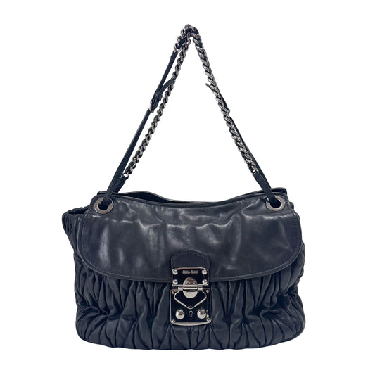 Matelassé Black Leather Shoulder Bag