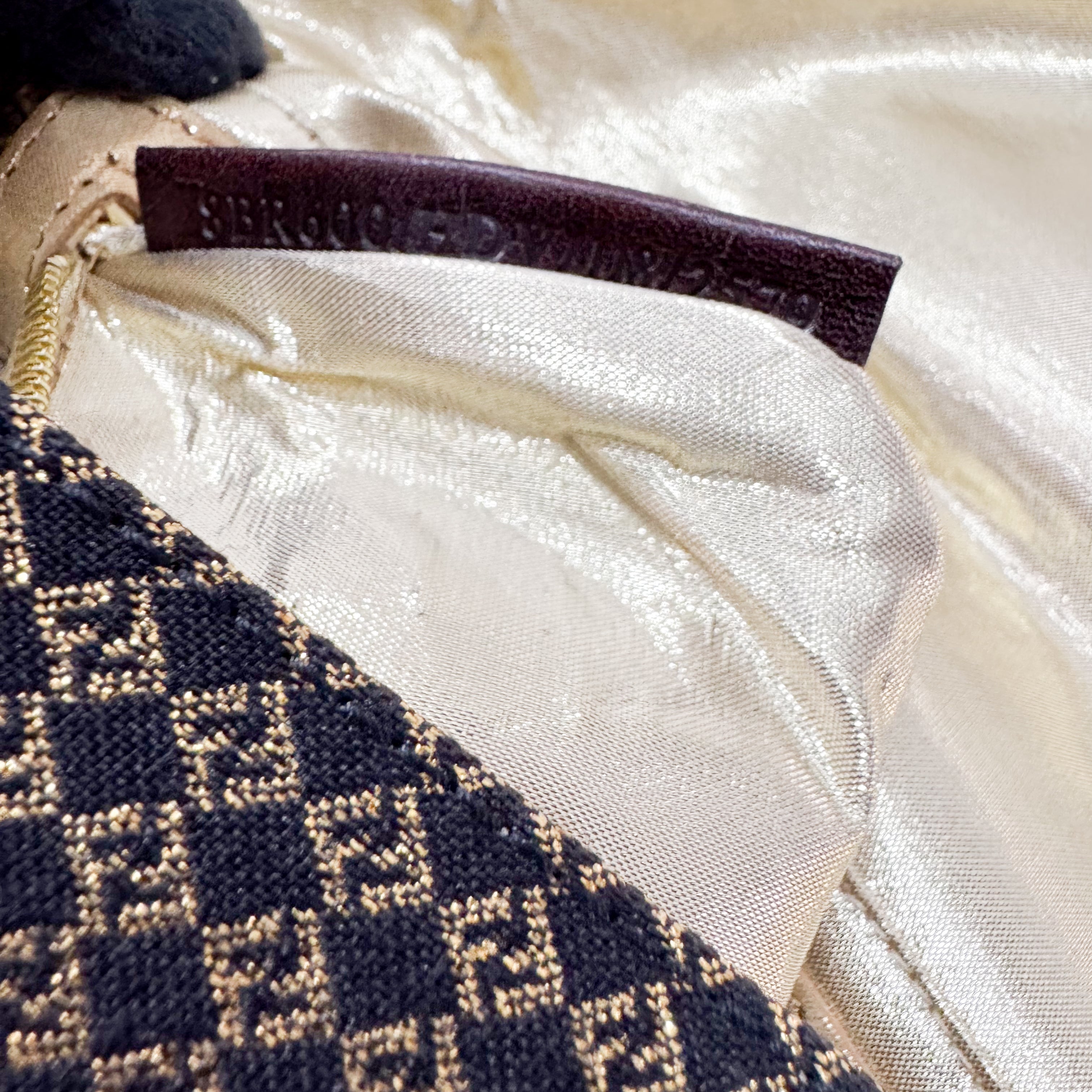 Baguette Black Canvas Rhinestone Shoulder Bag