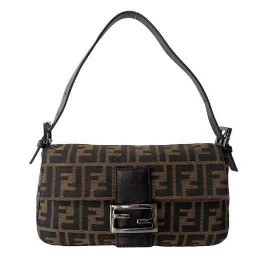 Baguette Zucca Brown Canvas Shoulder Bag