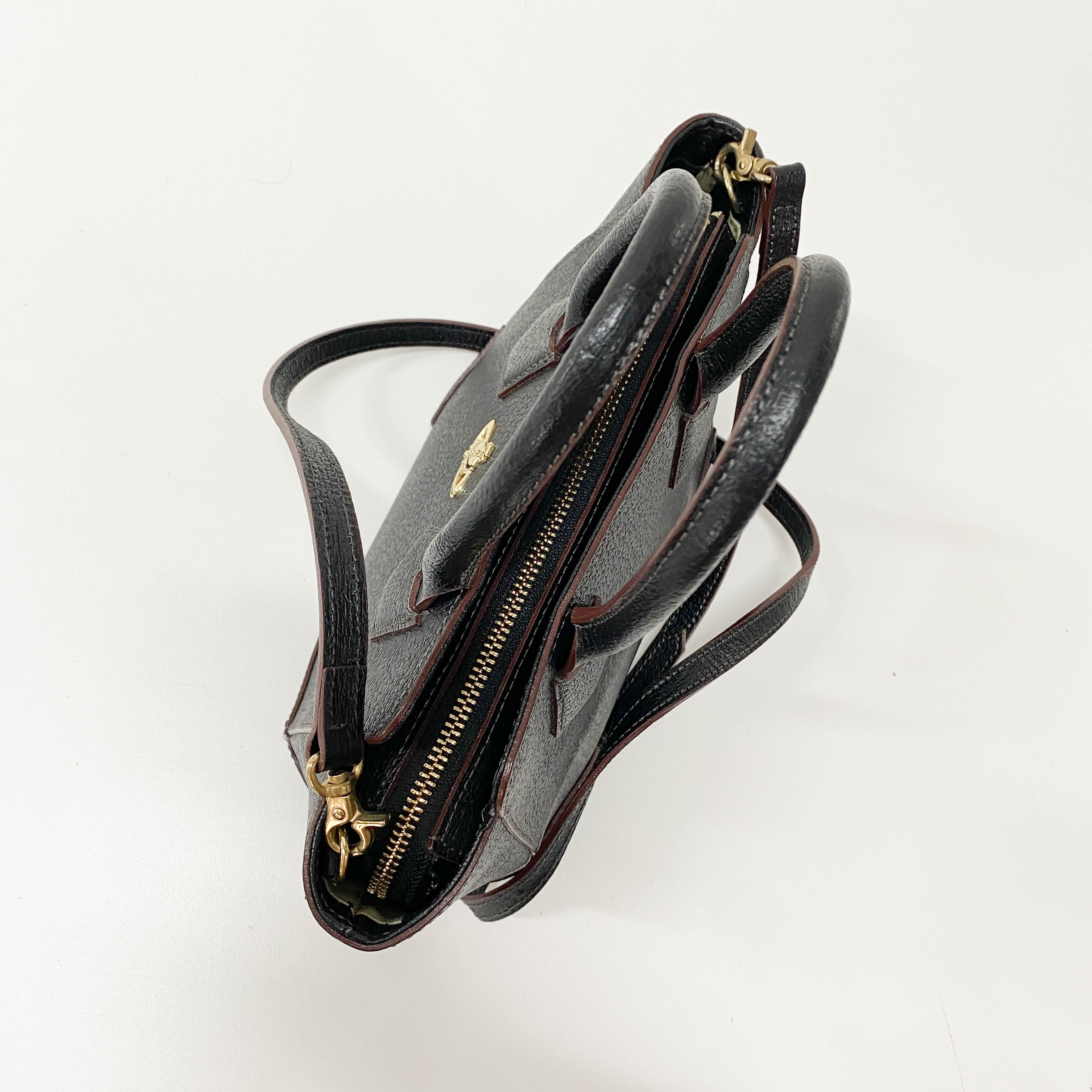 Black/Brown Leather Mini Handbag