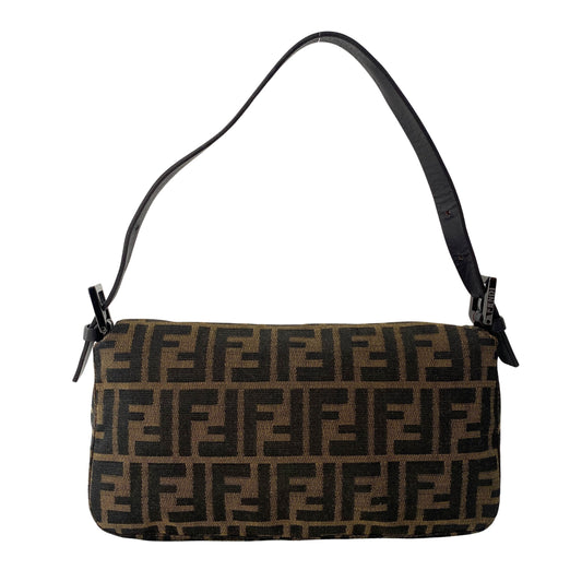 Baguette Zucca Brown Canvas Shoulder Bag