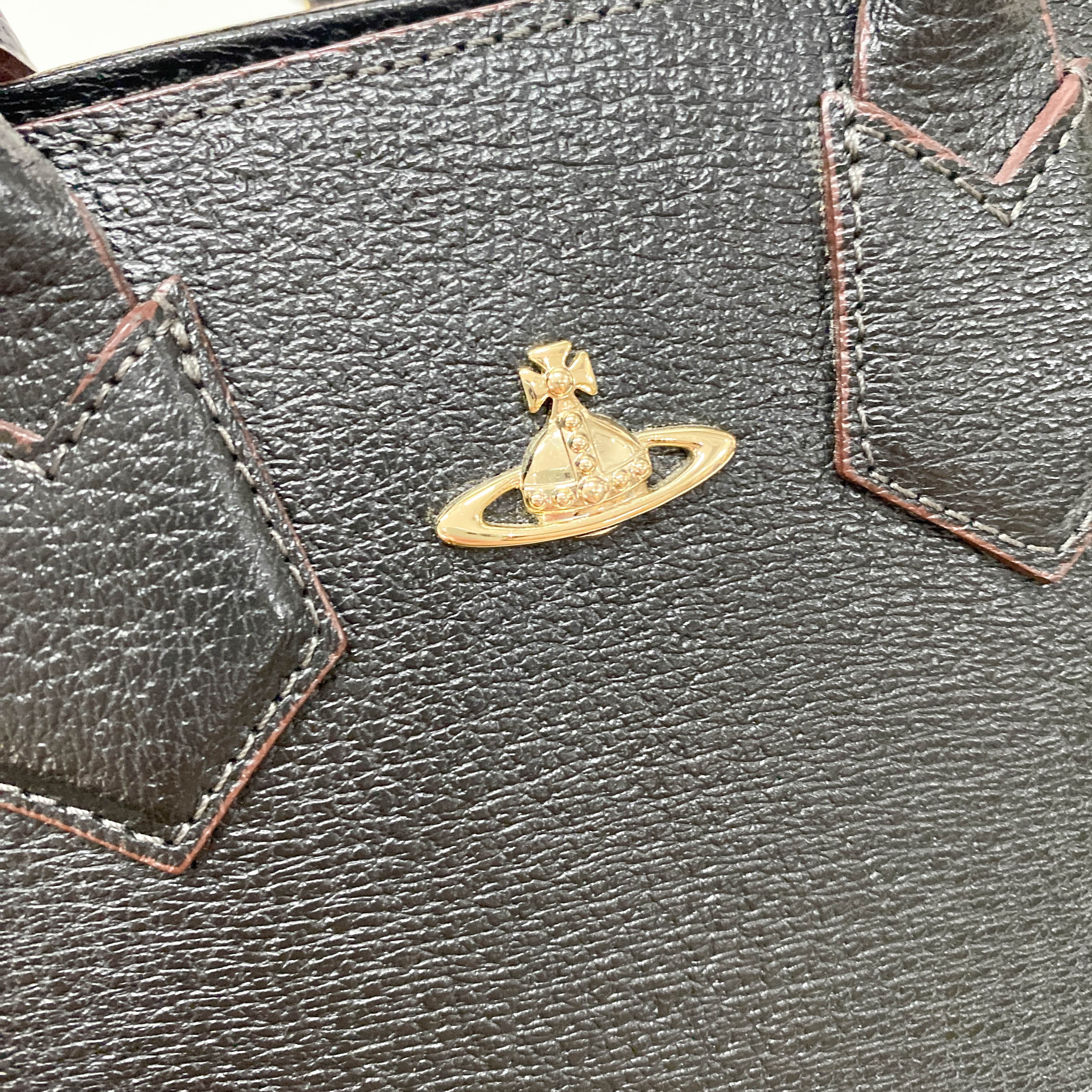 Black/Brown Leather Mini Handbag