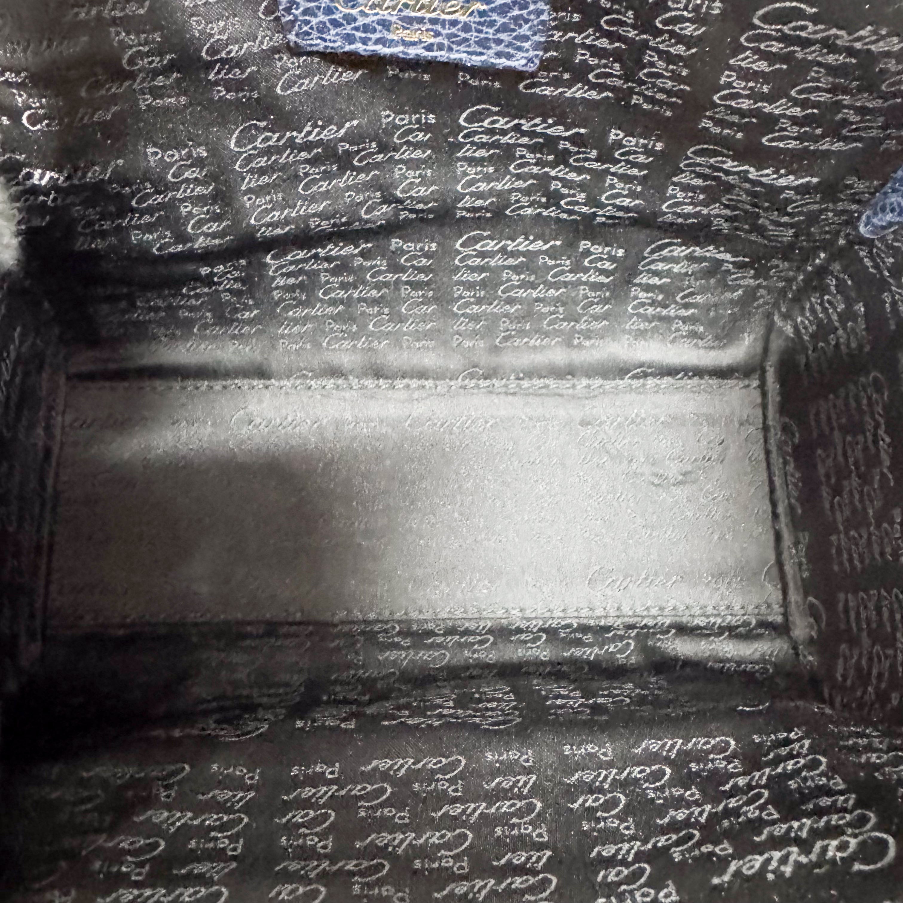 Small Navy Grained Calfskin Leather Handbag