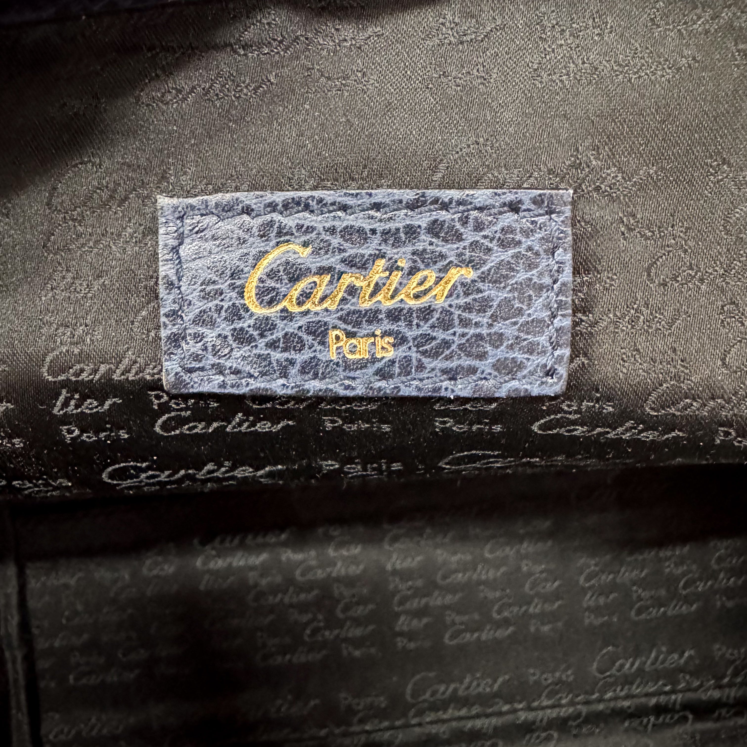 Small Navy Grained Calfskin Leather Handbag