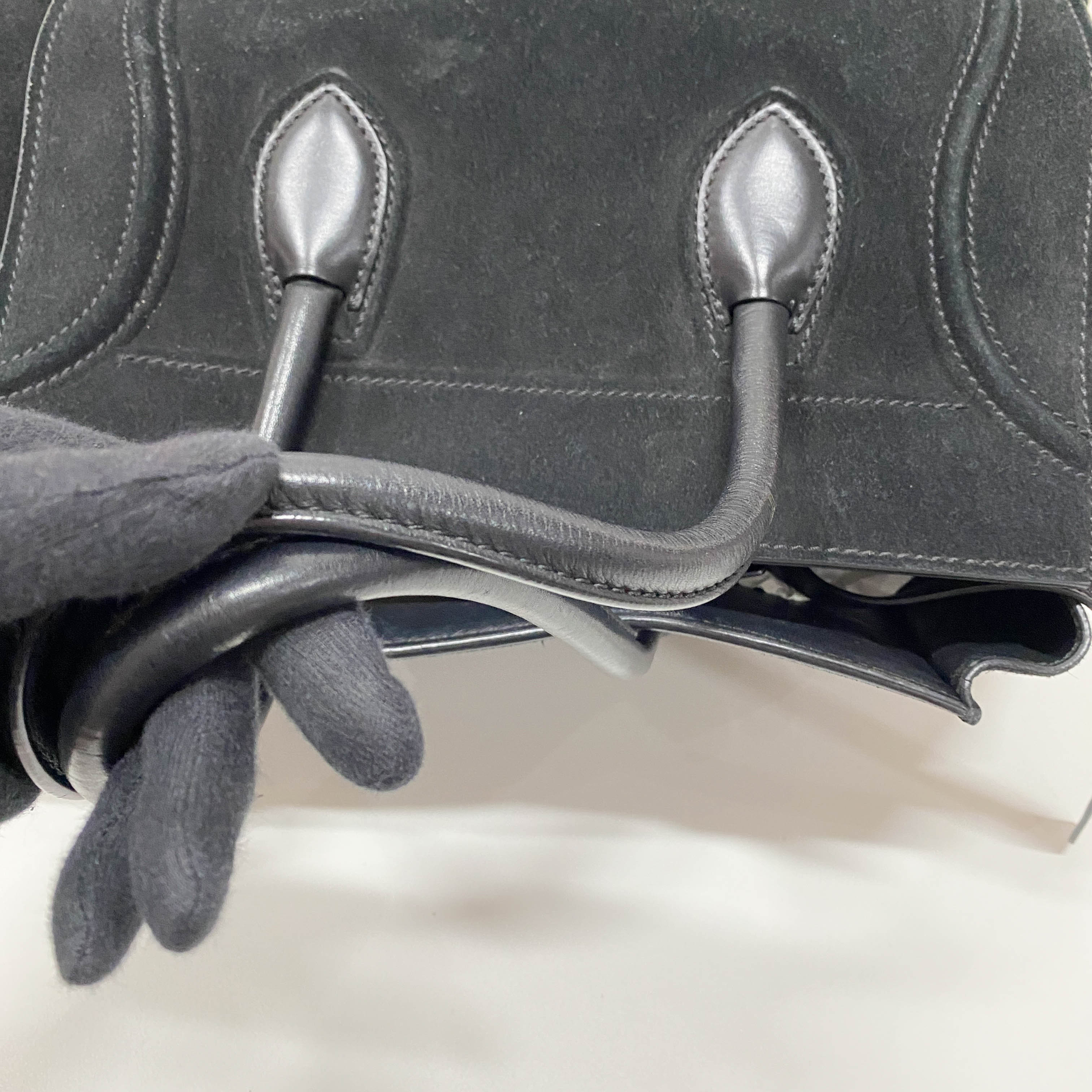 Luggage Black Suede Handbag