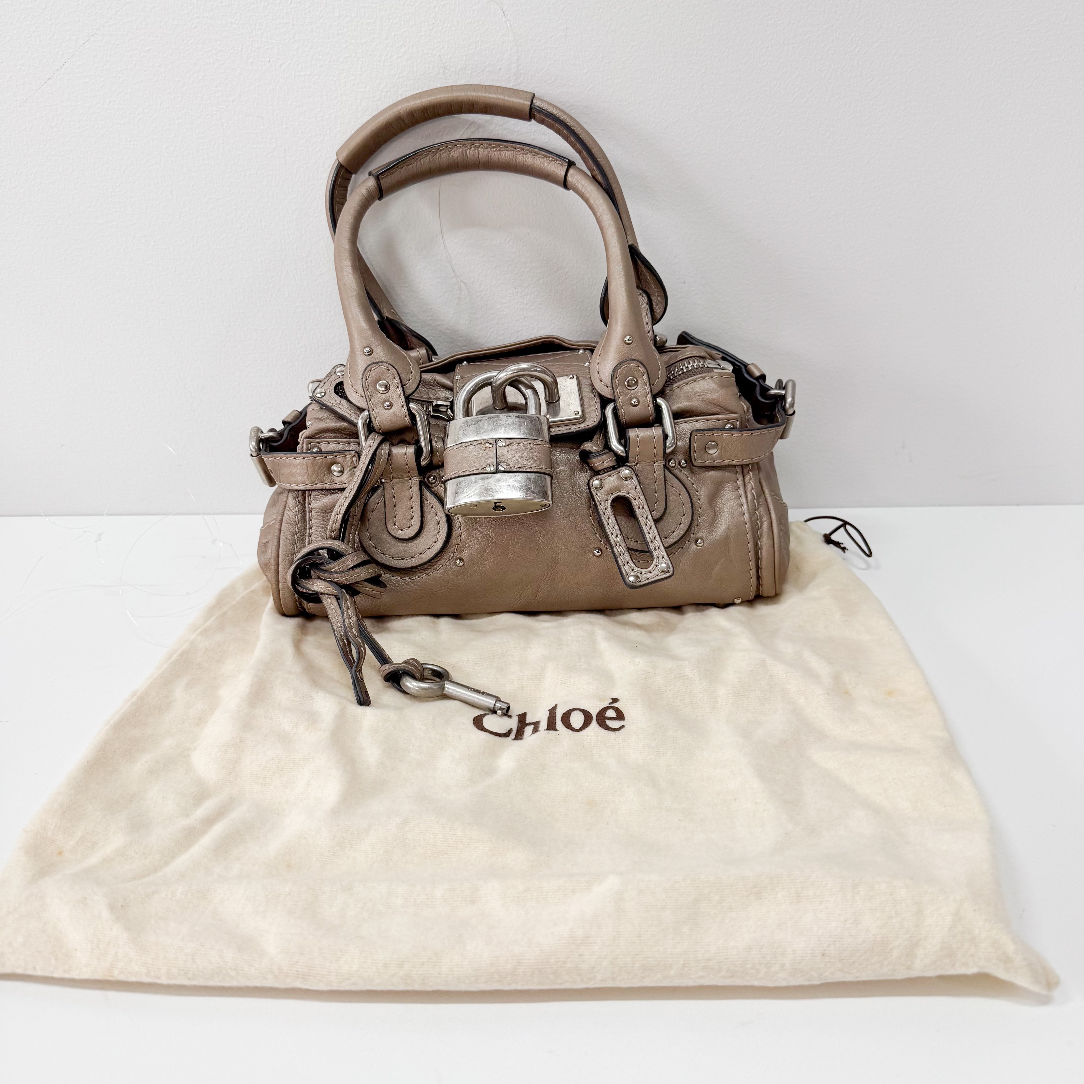 Paddington Small Grey Leather Shoulder Bag