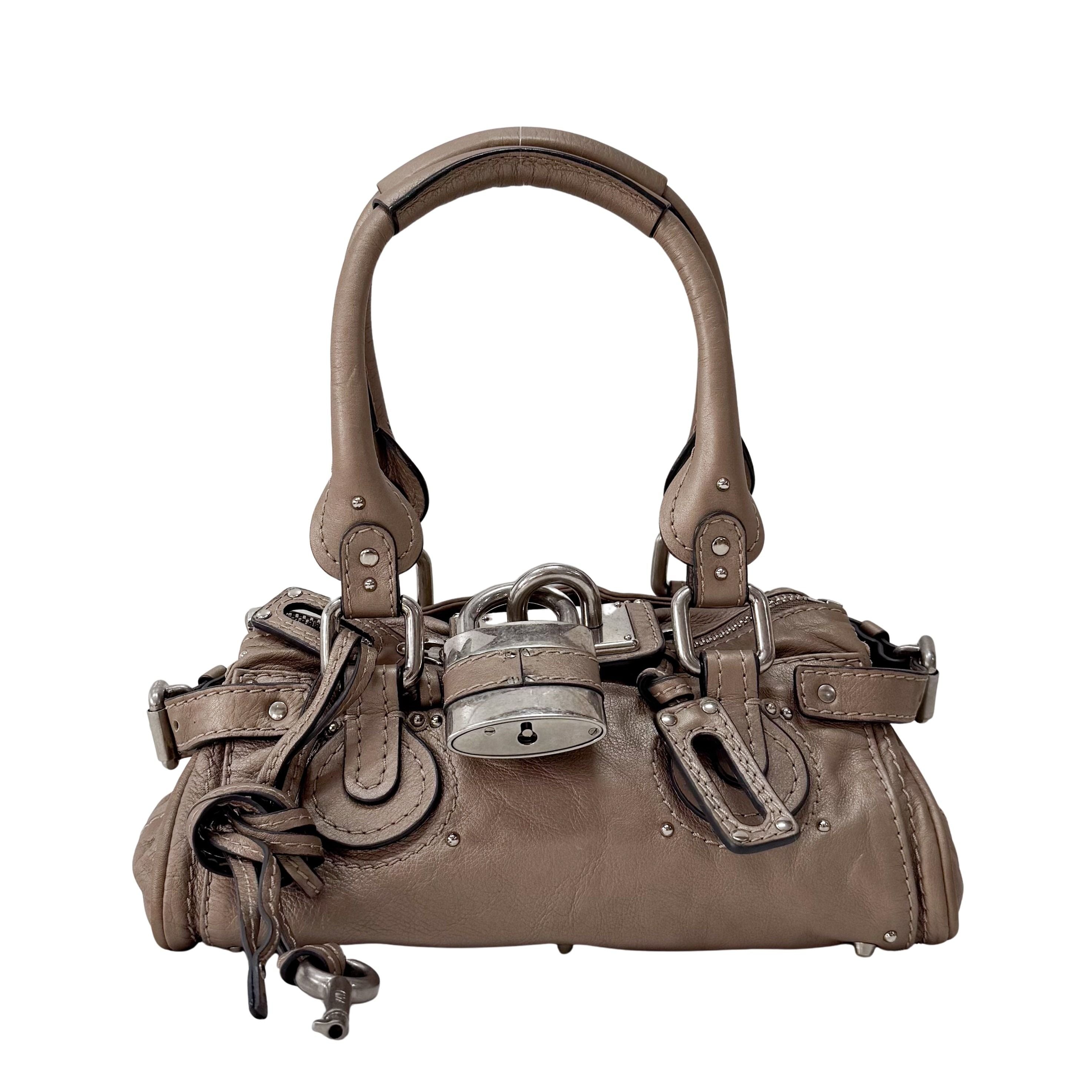 Paddington Small Grey Leather Shoulder Bag