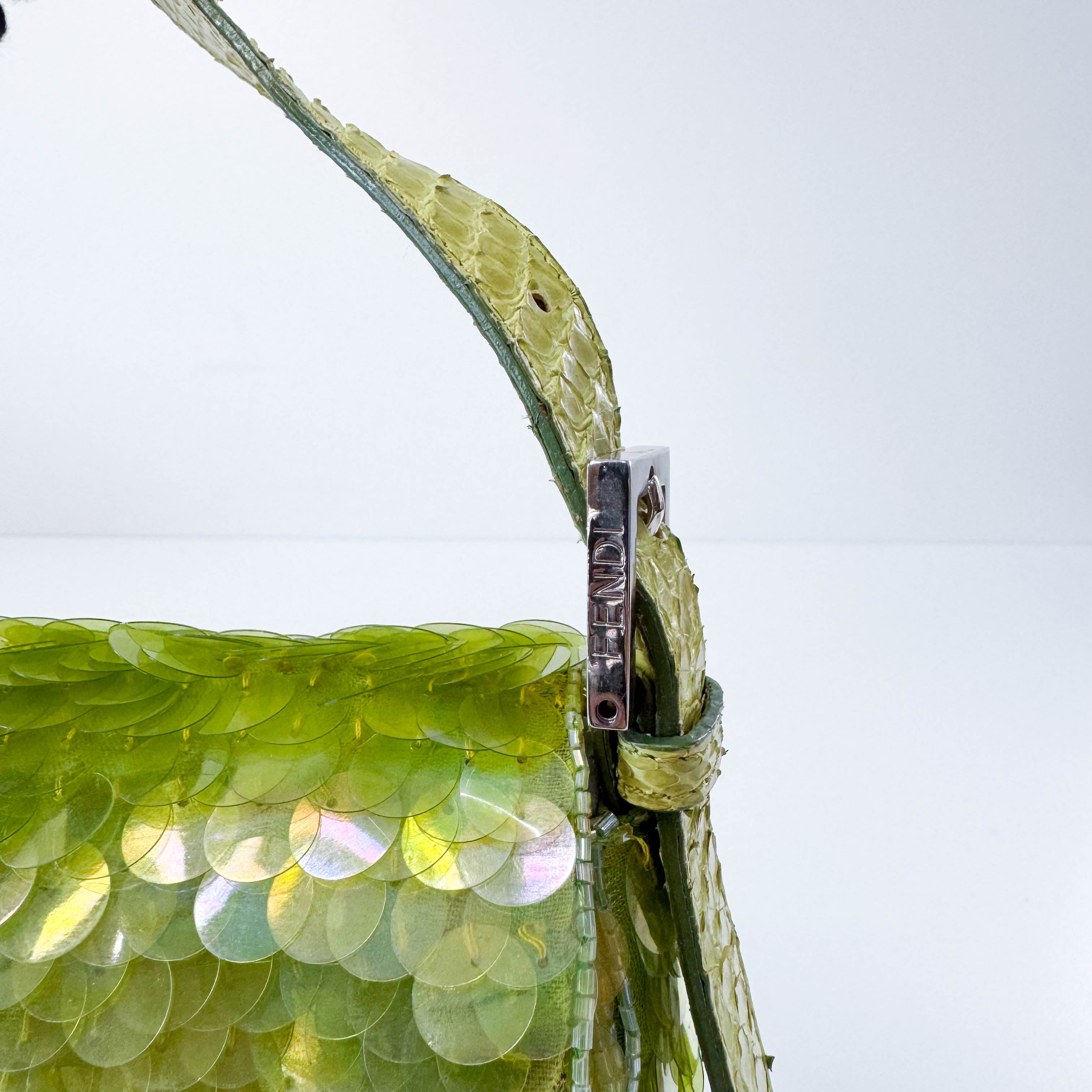 Limited Edition Round Sequin Green Baguette Bag