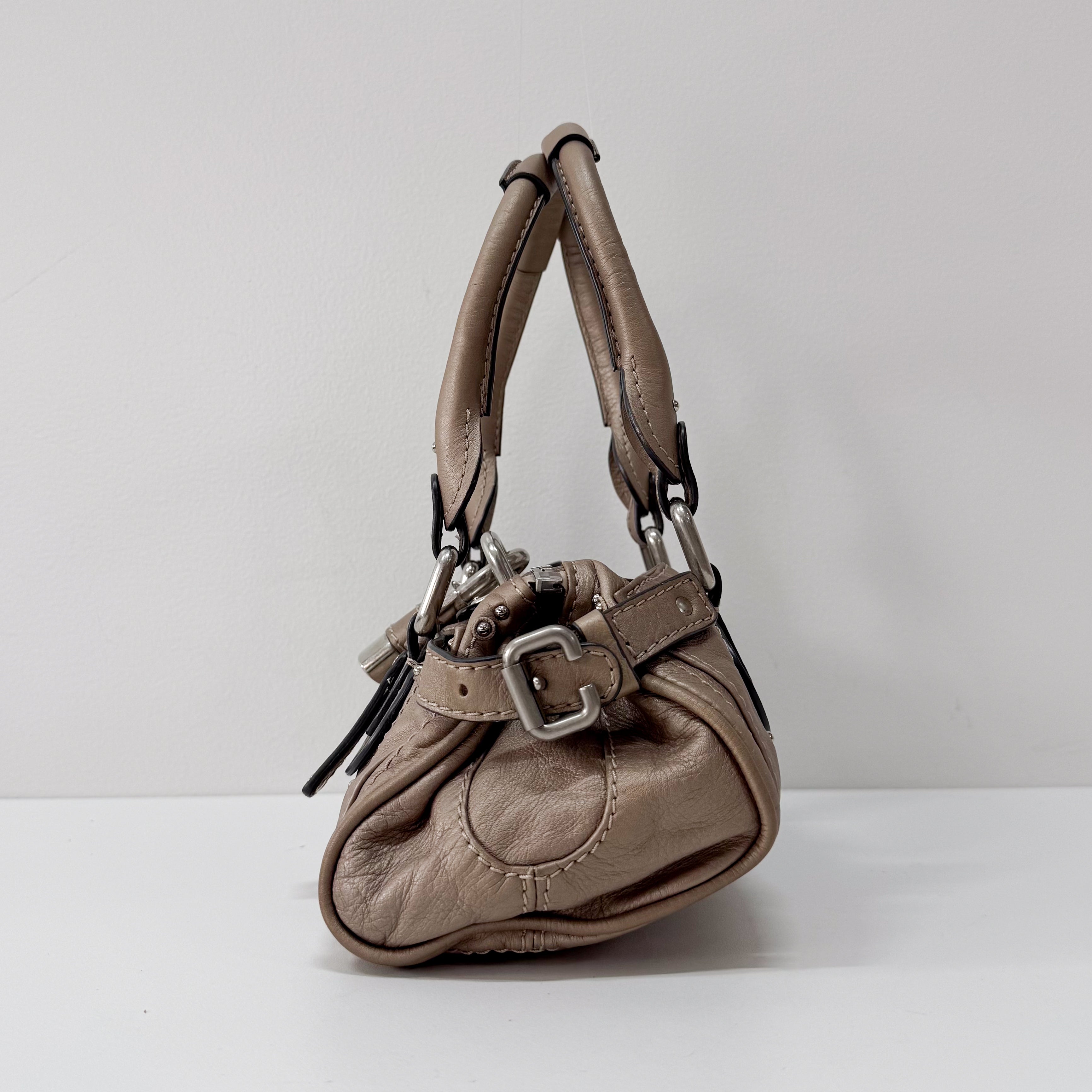 Paddington Small Grey Leather Shoulder Bag