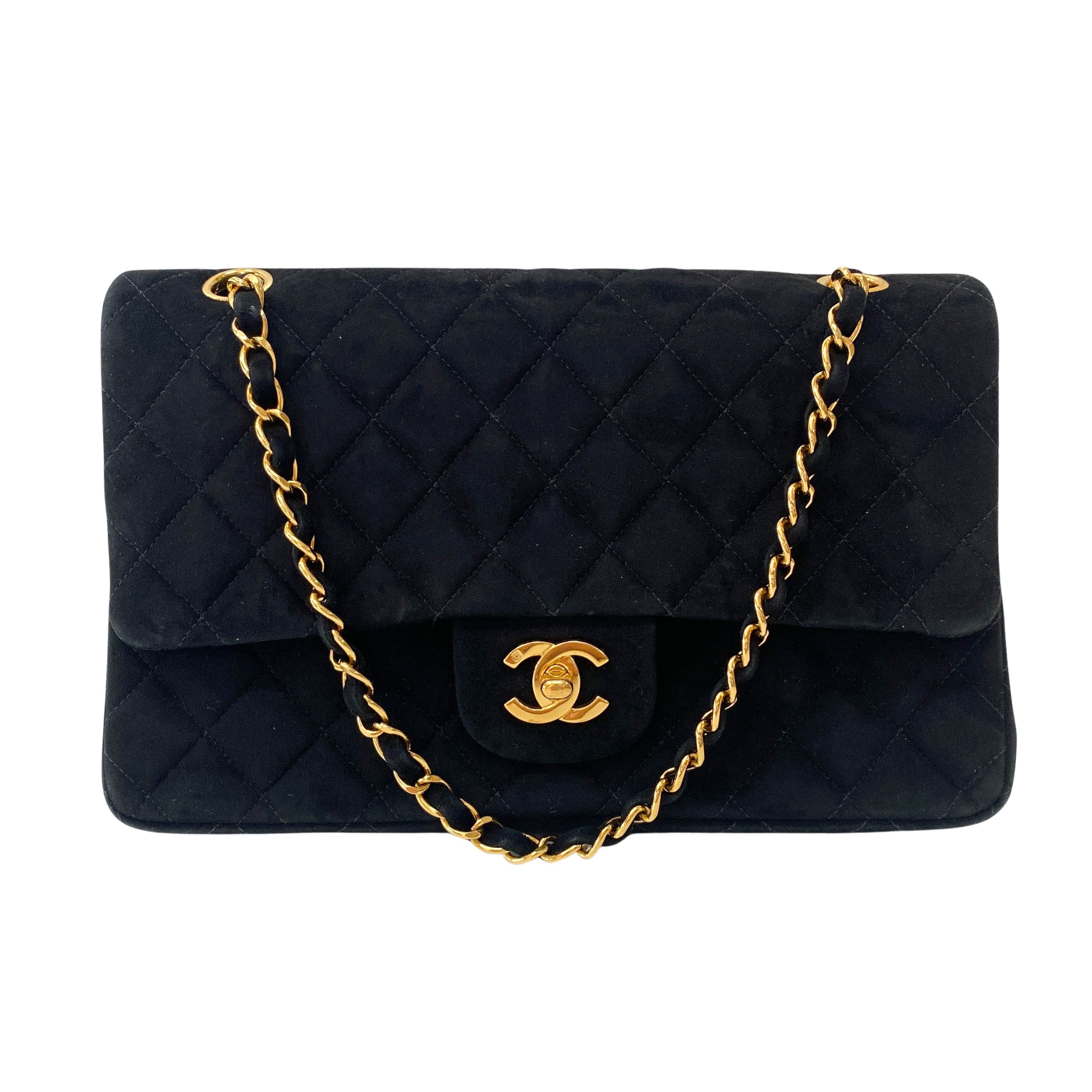 Timeless Classic Flap Black Suede Matelasse 25