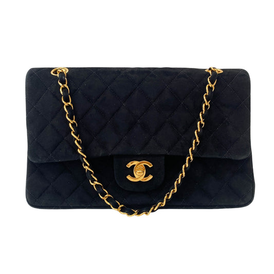 Timeless Classic Flap Black Suede Matelasse 25