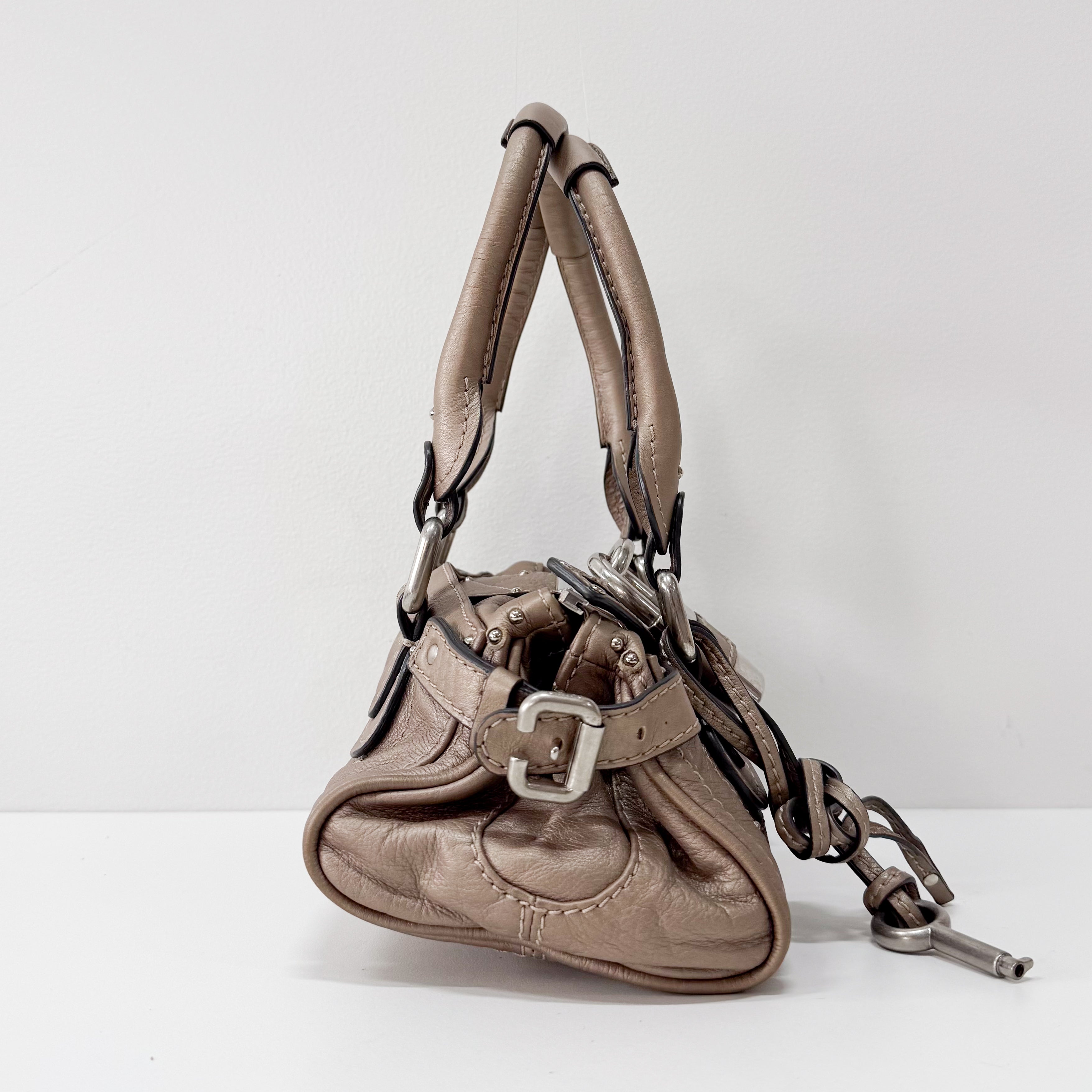 Paddington Small Grey Leather Shoulder Bag