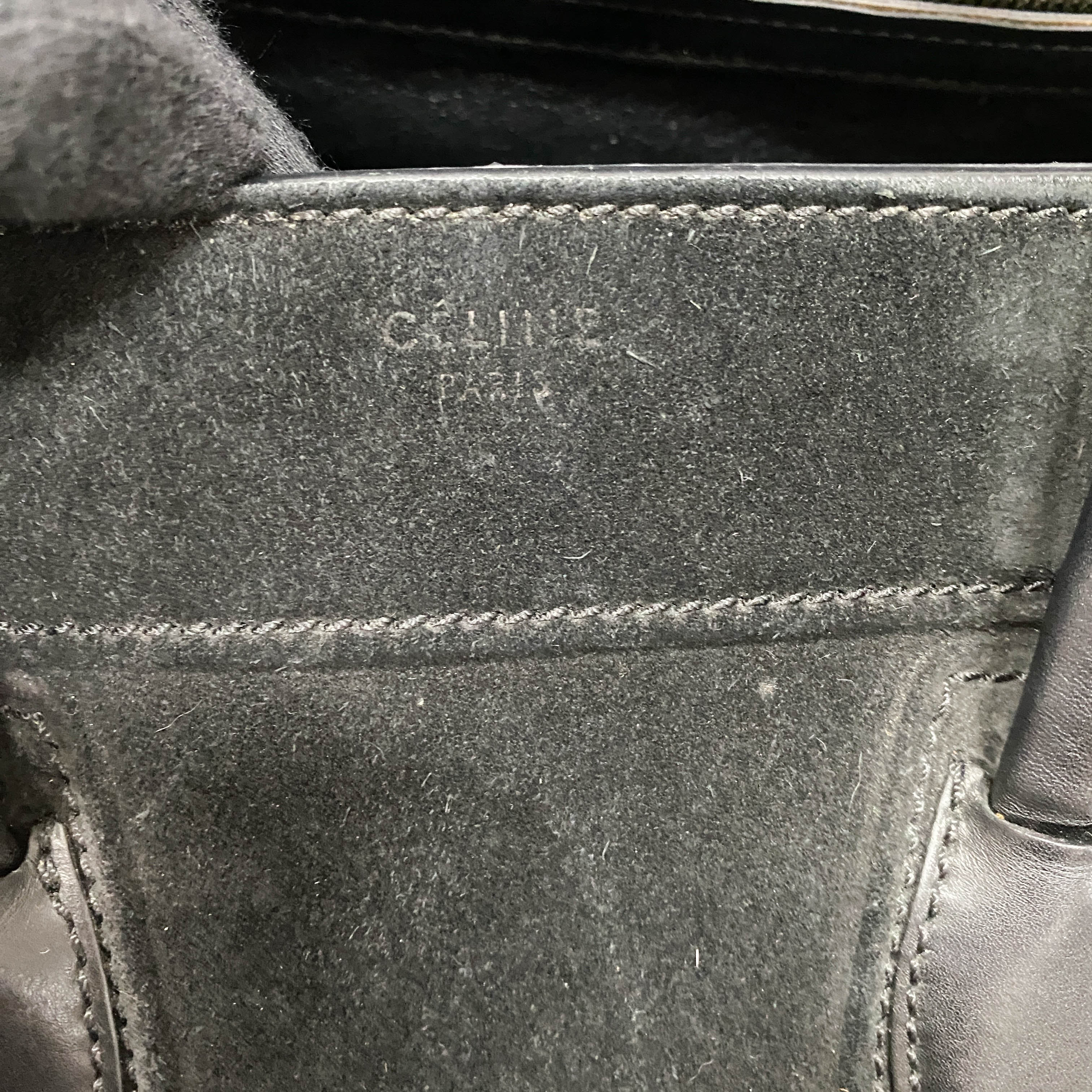 Luggage Black Suede Handbag