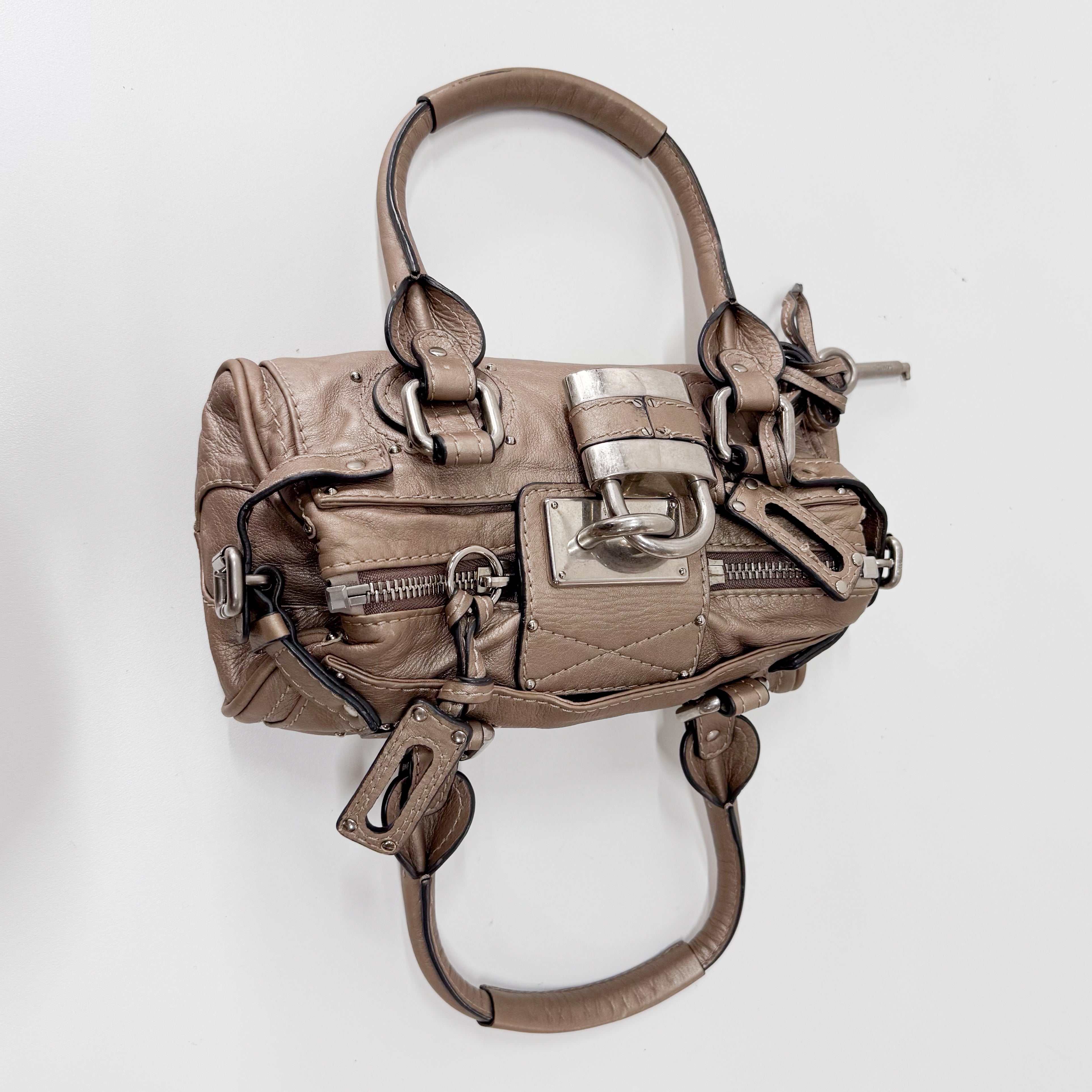 Paddington Small Grey Leather Shoulder Bag