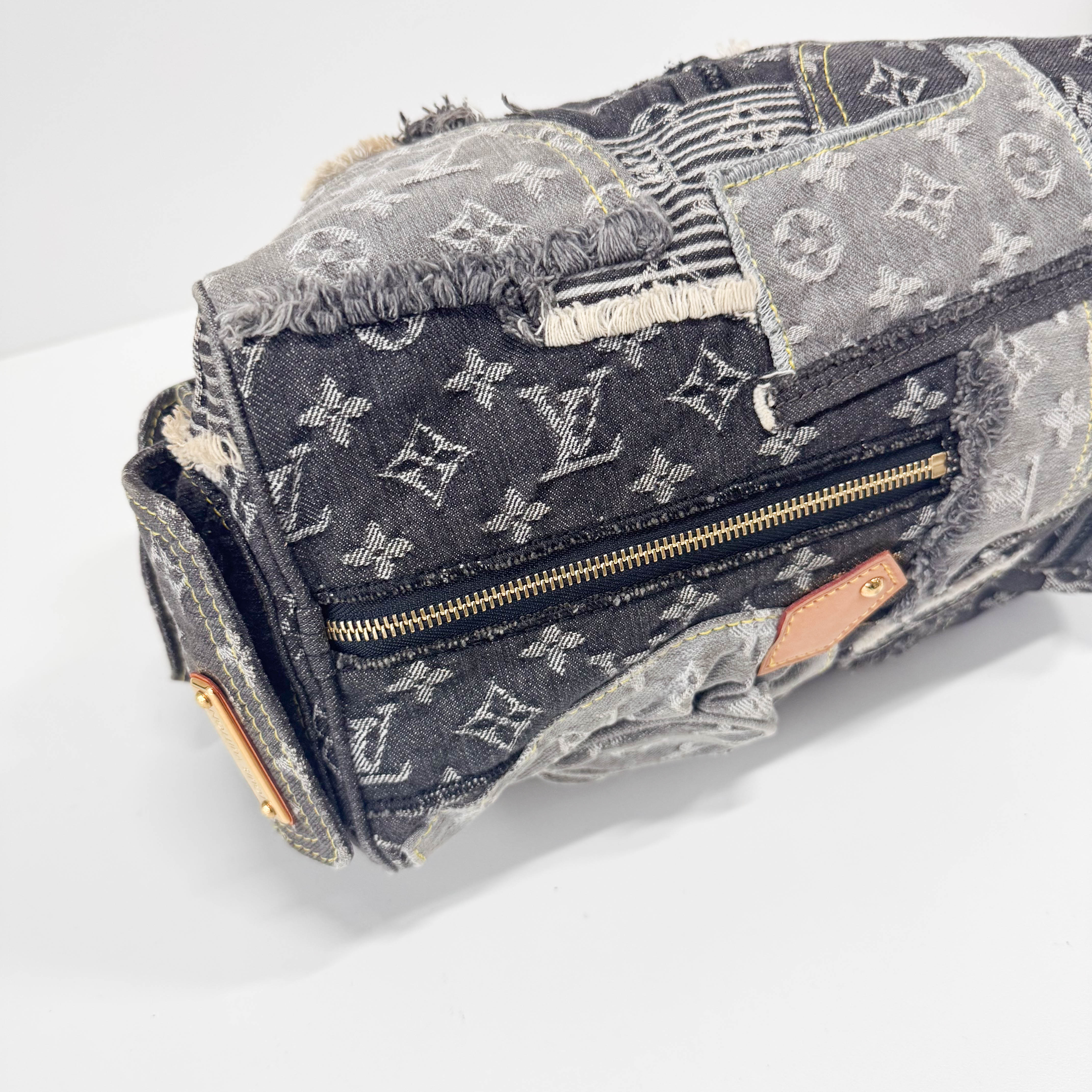 Monogram Speedy 30 Grey Denim Patchwork Bag