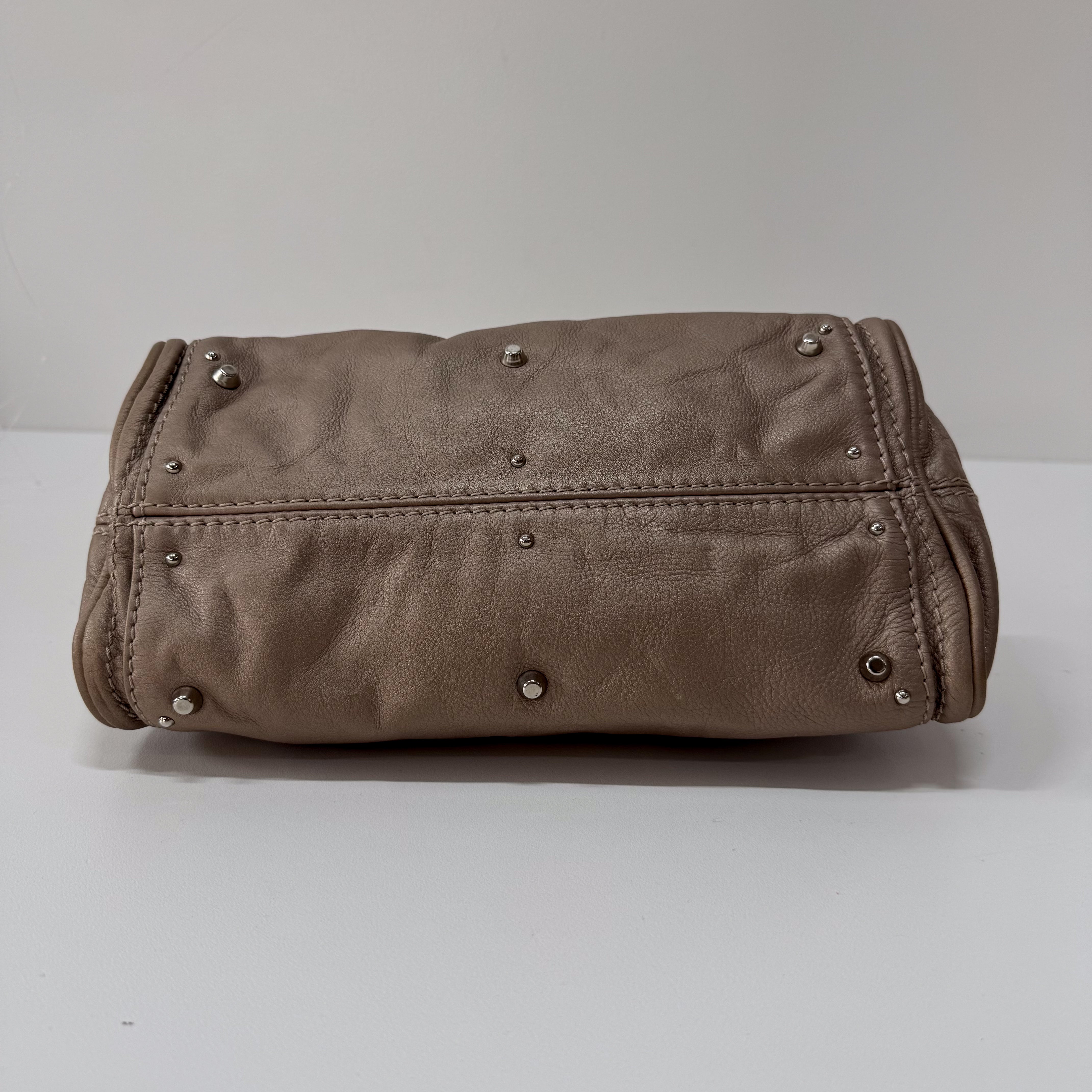 Paddington Small Grey Leather Shoulder Bag