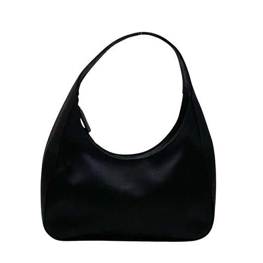Small Black Satin Shoulder Bag