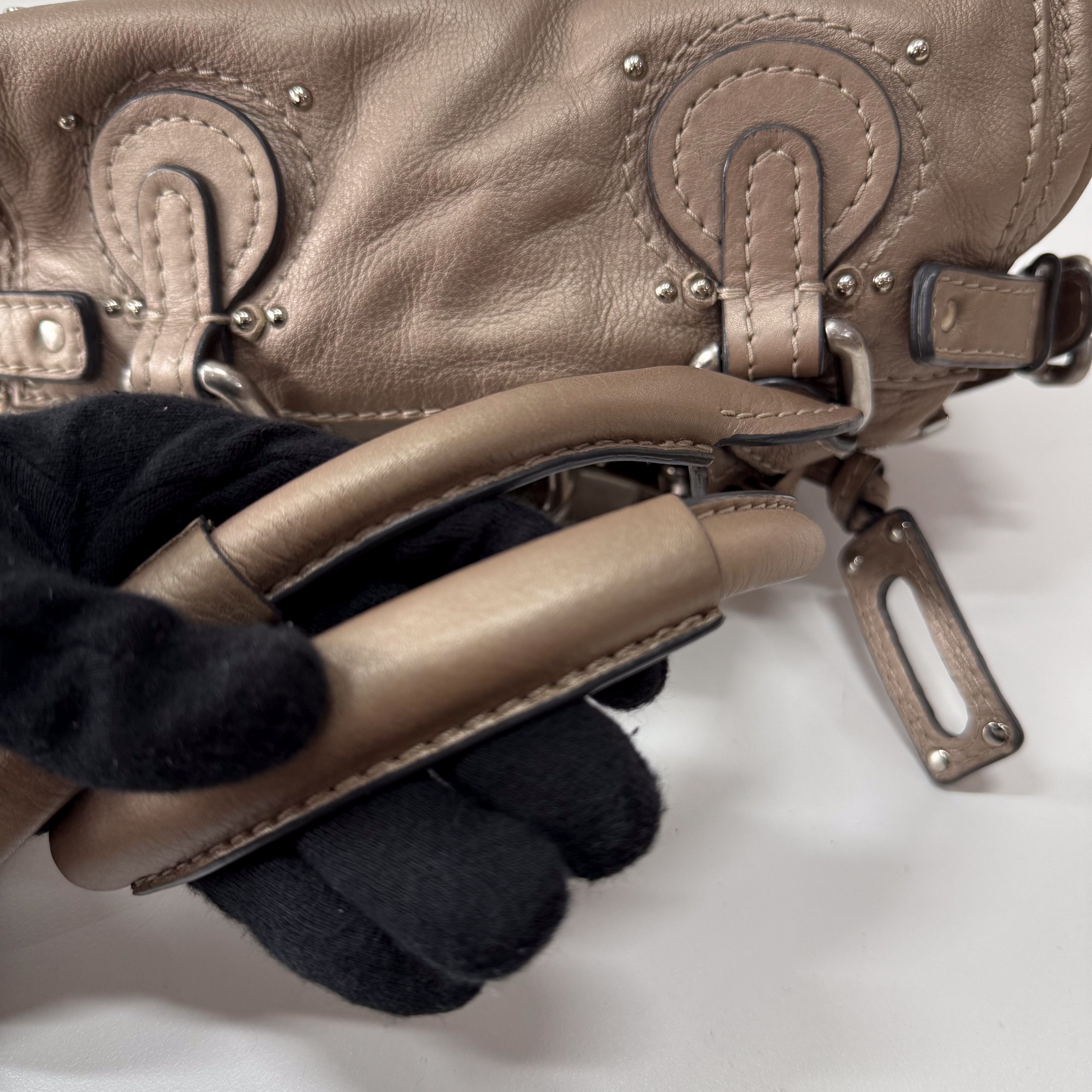 Paddington Small Grey Leather Shoulder Bag