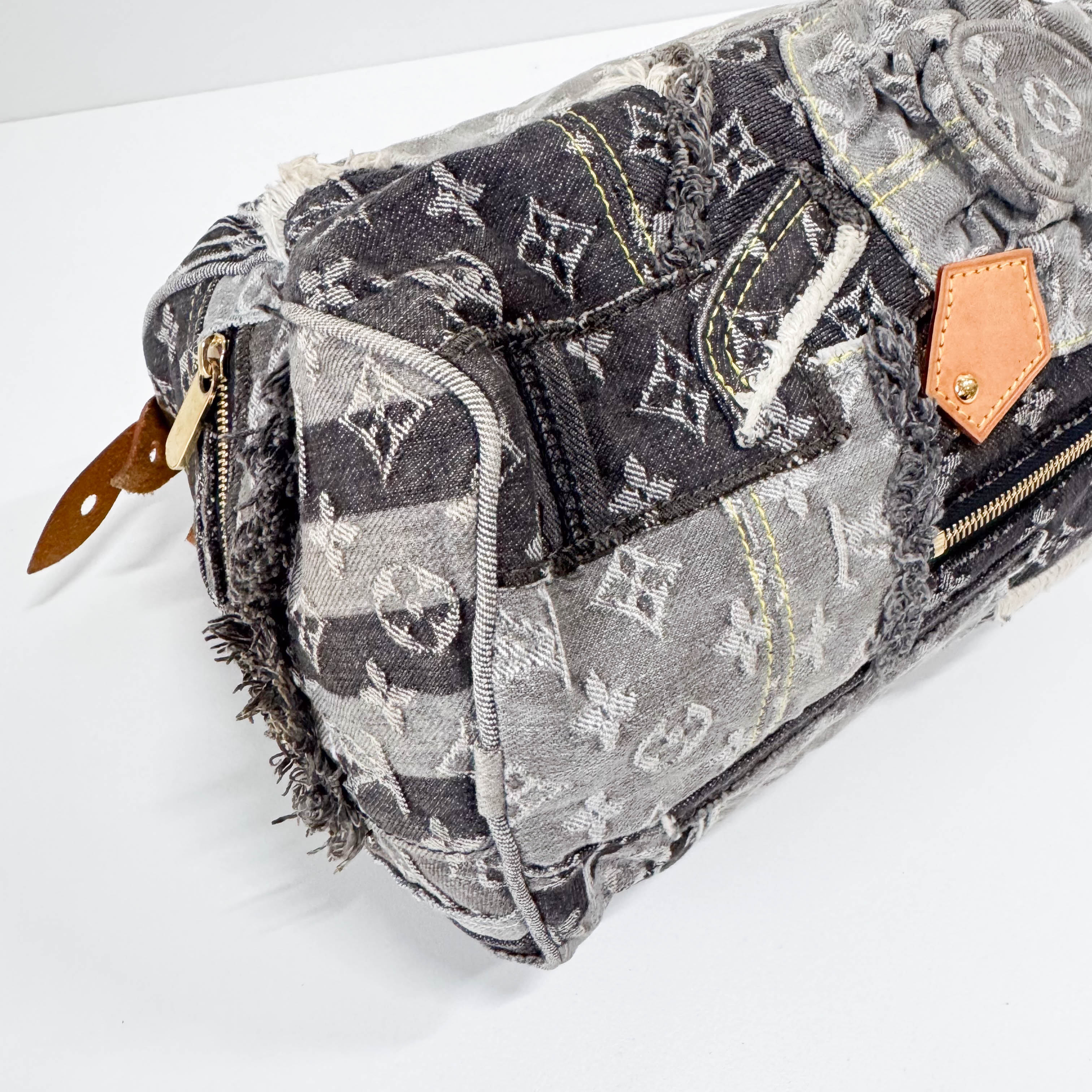 Monogram Speedy 30 Grey Denim Patchwork Bag