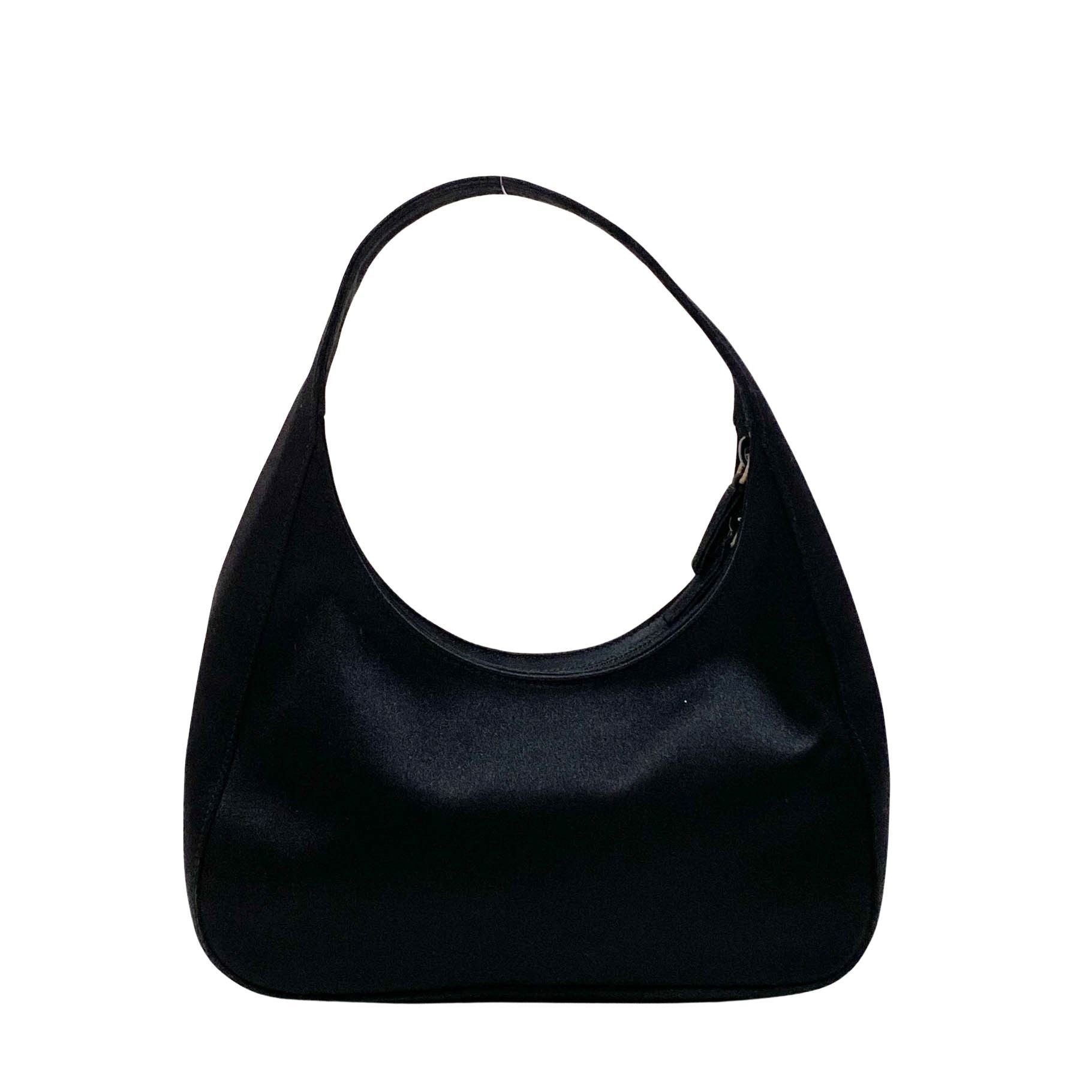 Small Black Satin Shoulder Bag