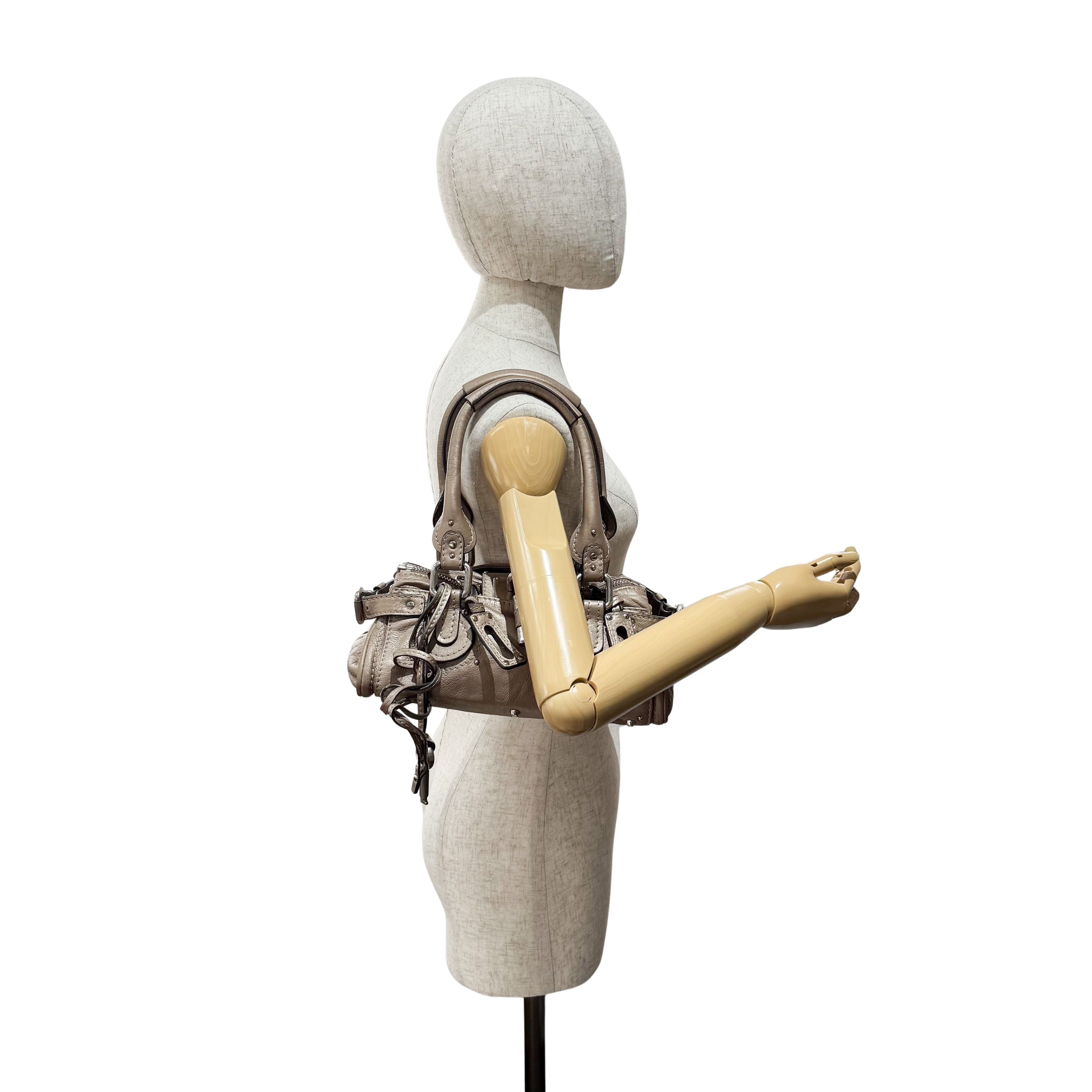 Paddington Small Grey Leather Shoulder Bag