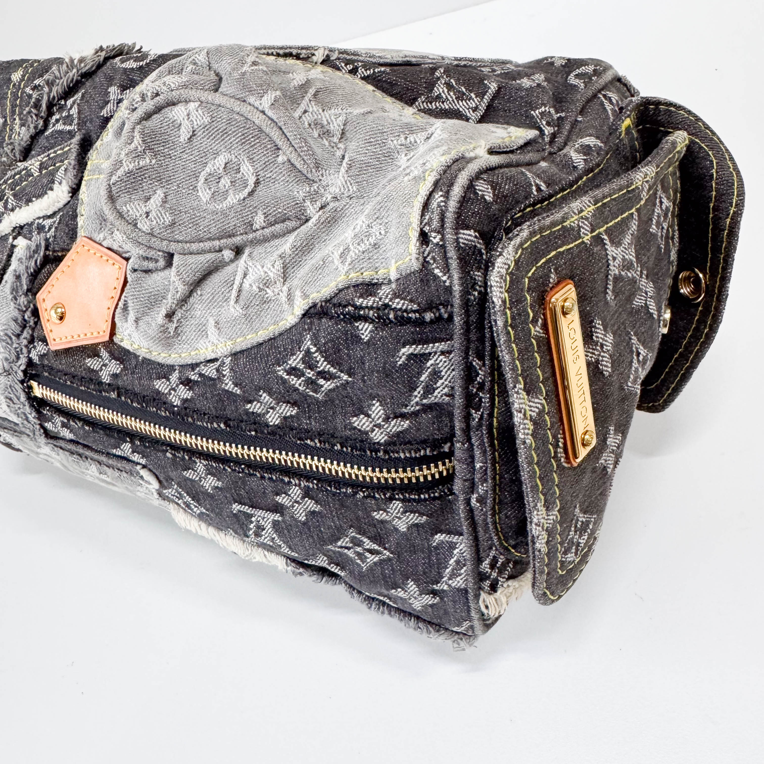 Monogram Speedy 30 Grey Denim Patchwork Bag