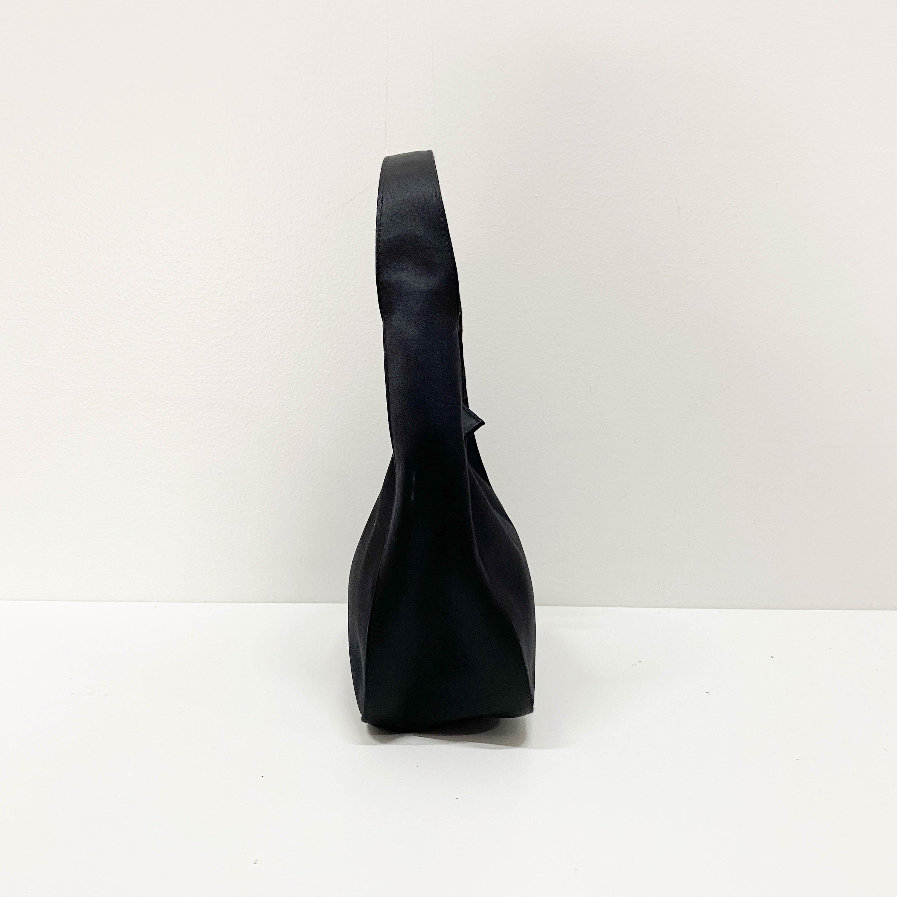 Small Black Satin Shoulder Bag