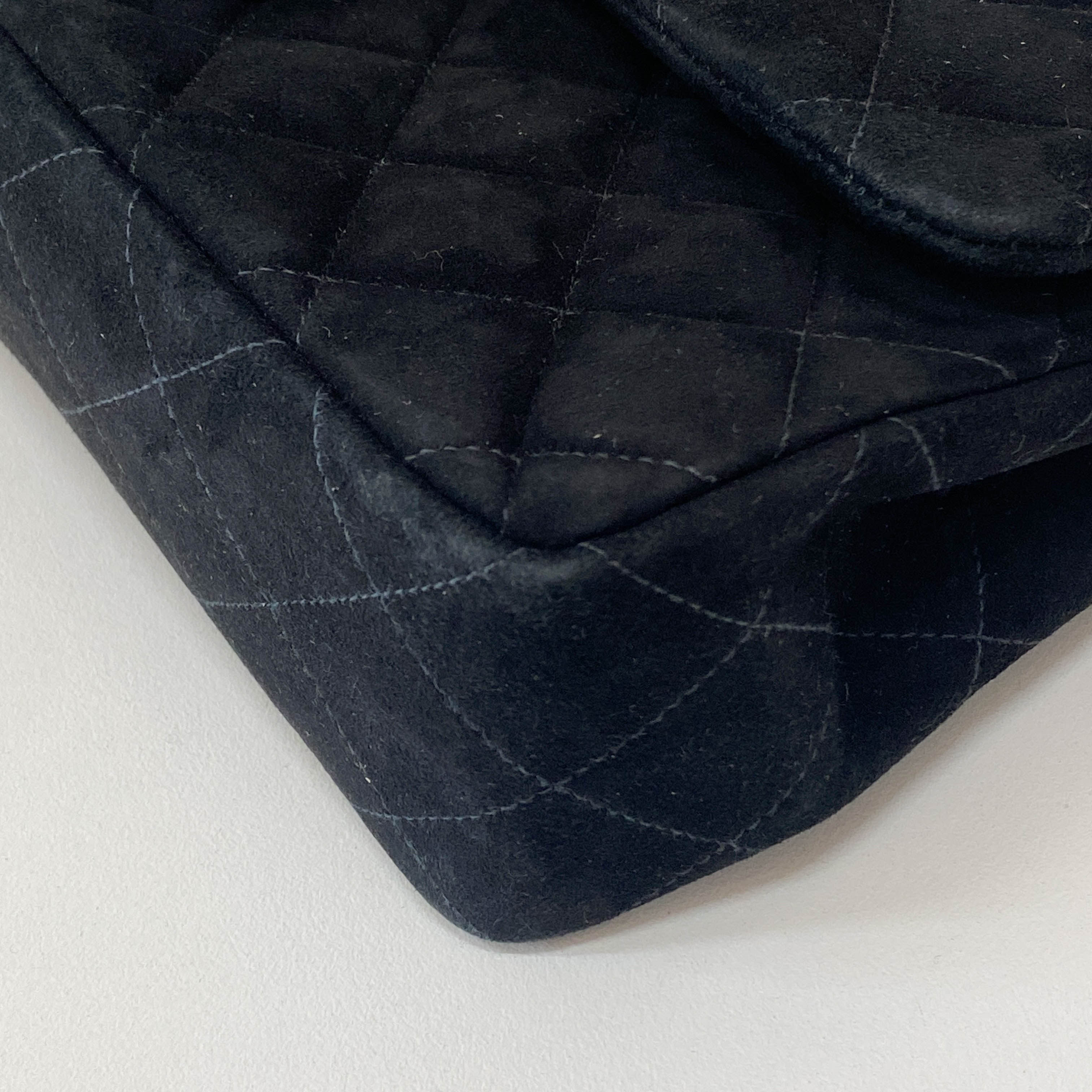 Timeless Classic Flap Black Suede Matelasse 25