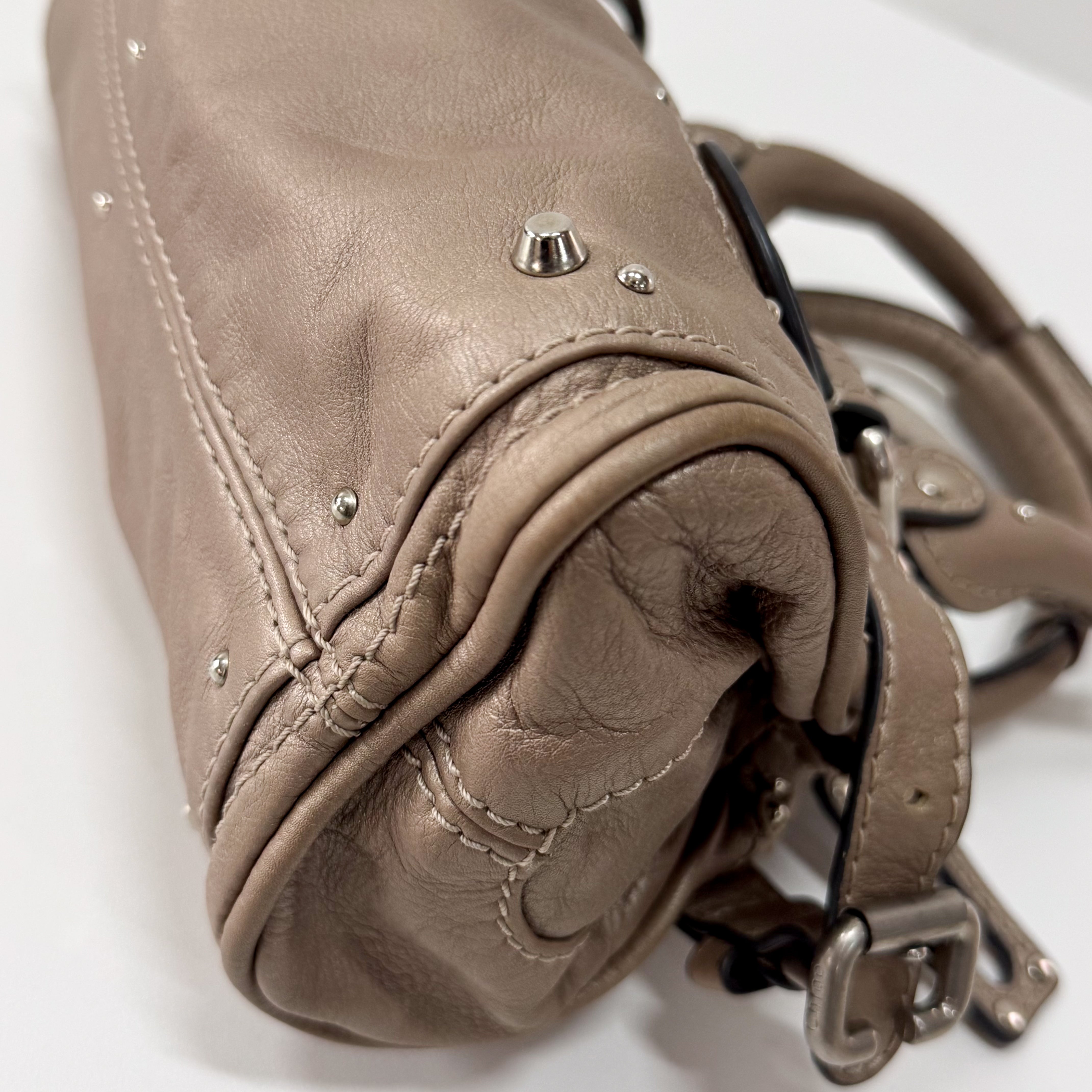 Paddington Small Grey Leather Shoulder Bag