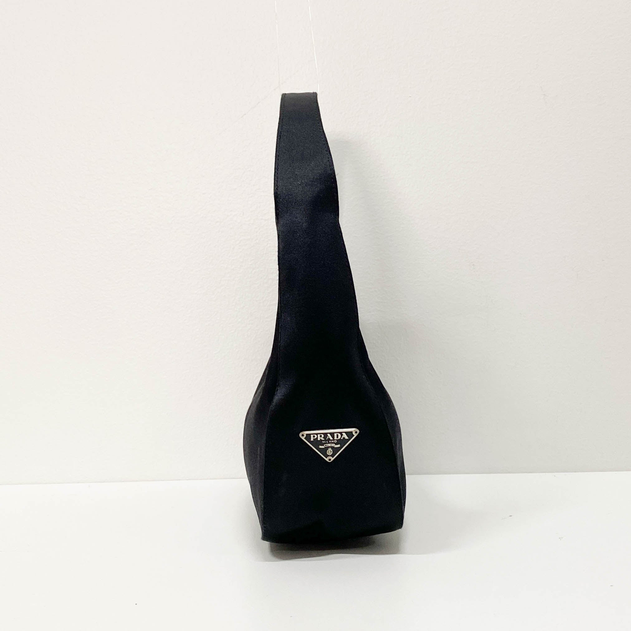 Small Black Satin Shoulder Bag