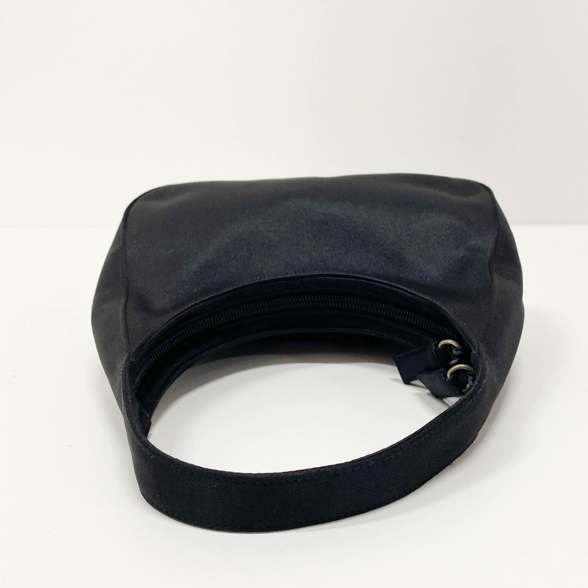 Small Black Satin Shoulder Bag