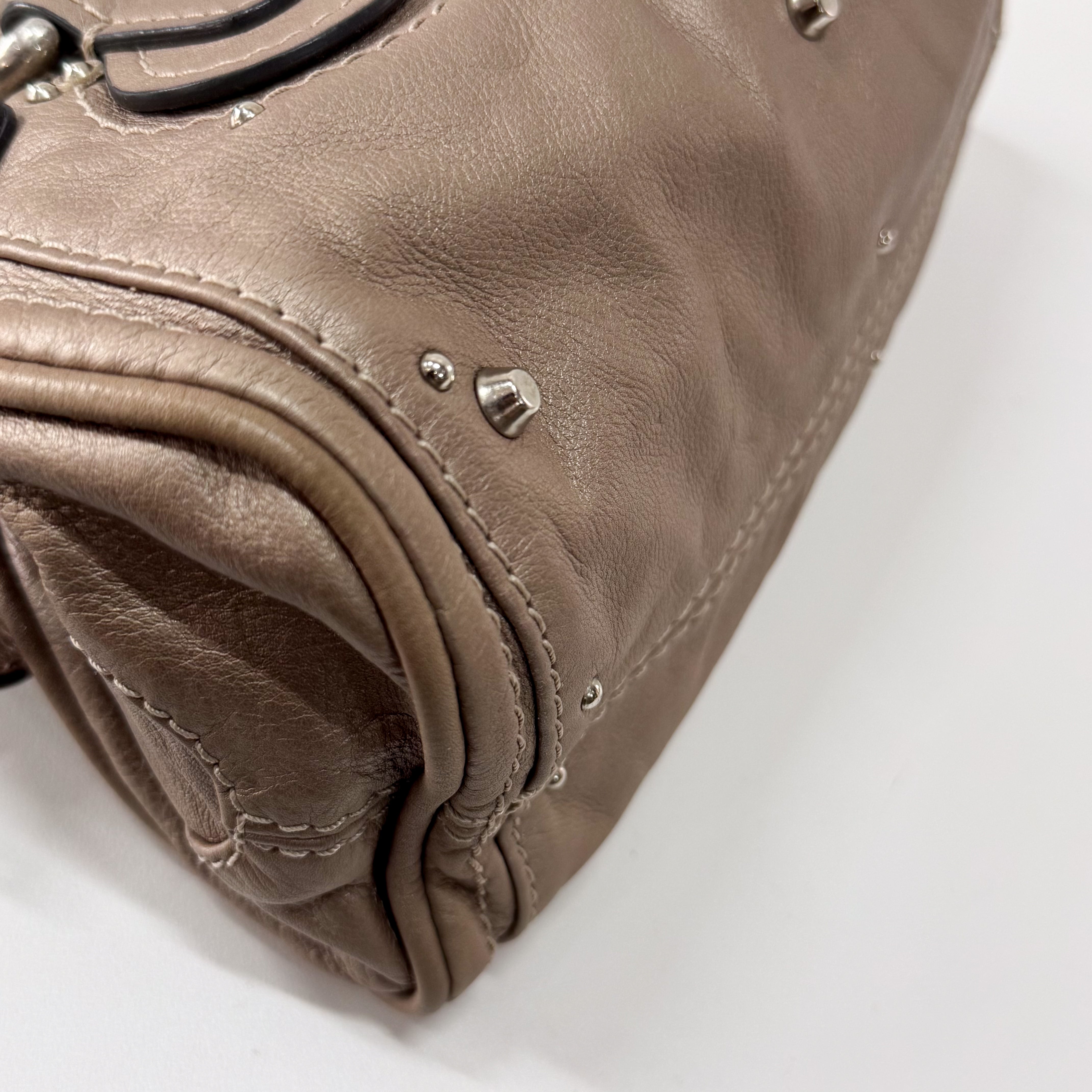 Paddington Small Grey Leather Shoulder Bag