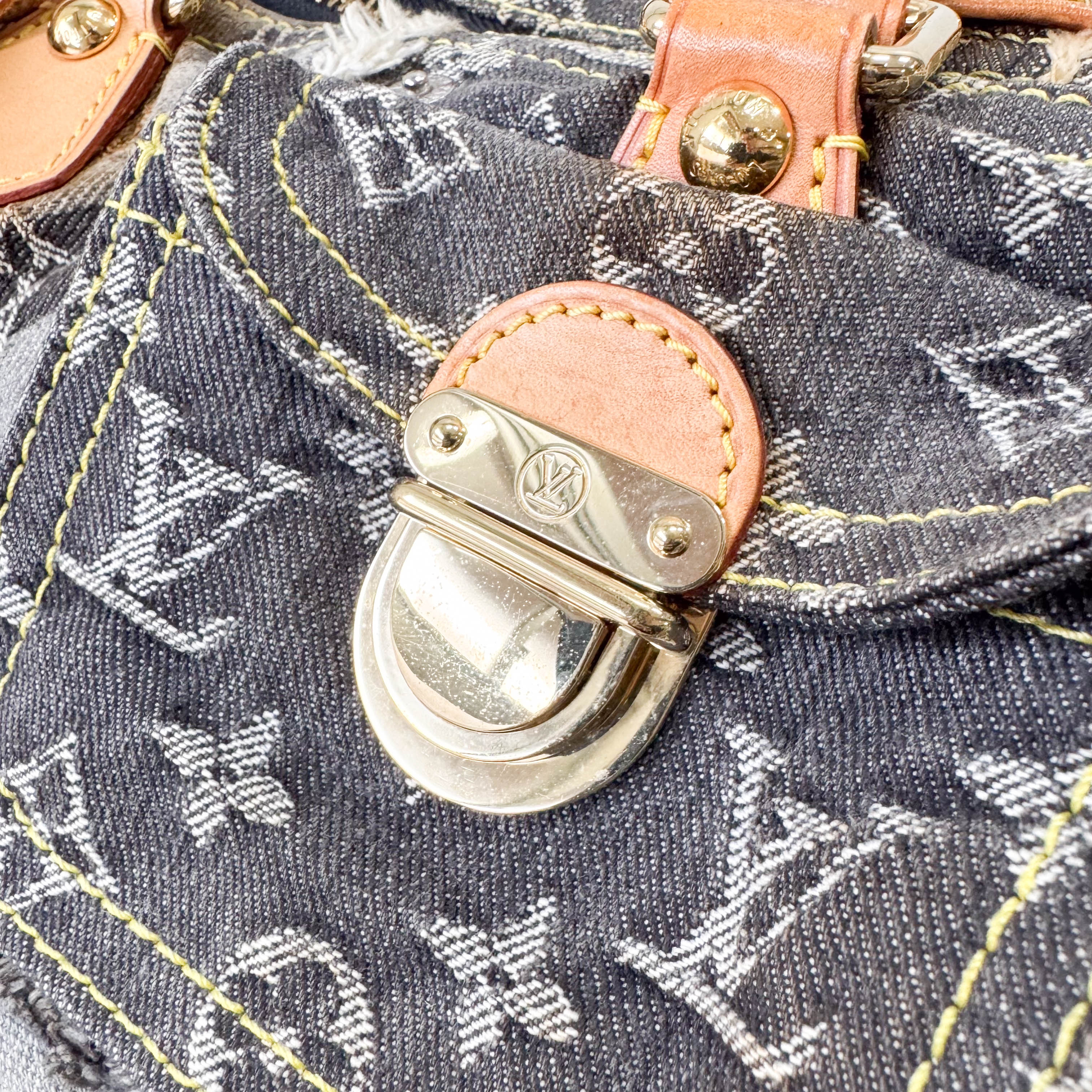 Monogram Speedy 30 Grey Denim Patchwork Bag