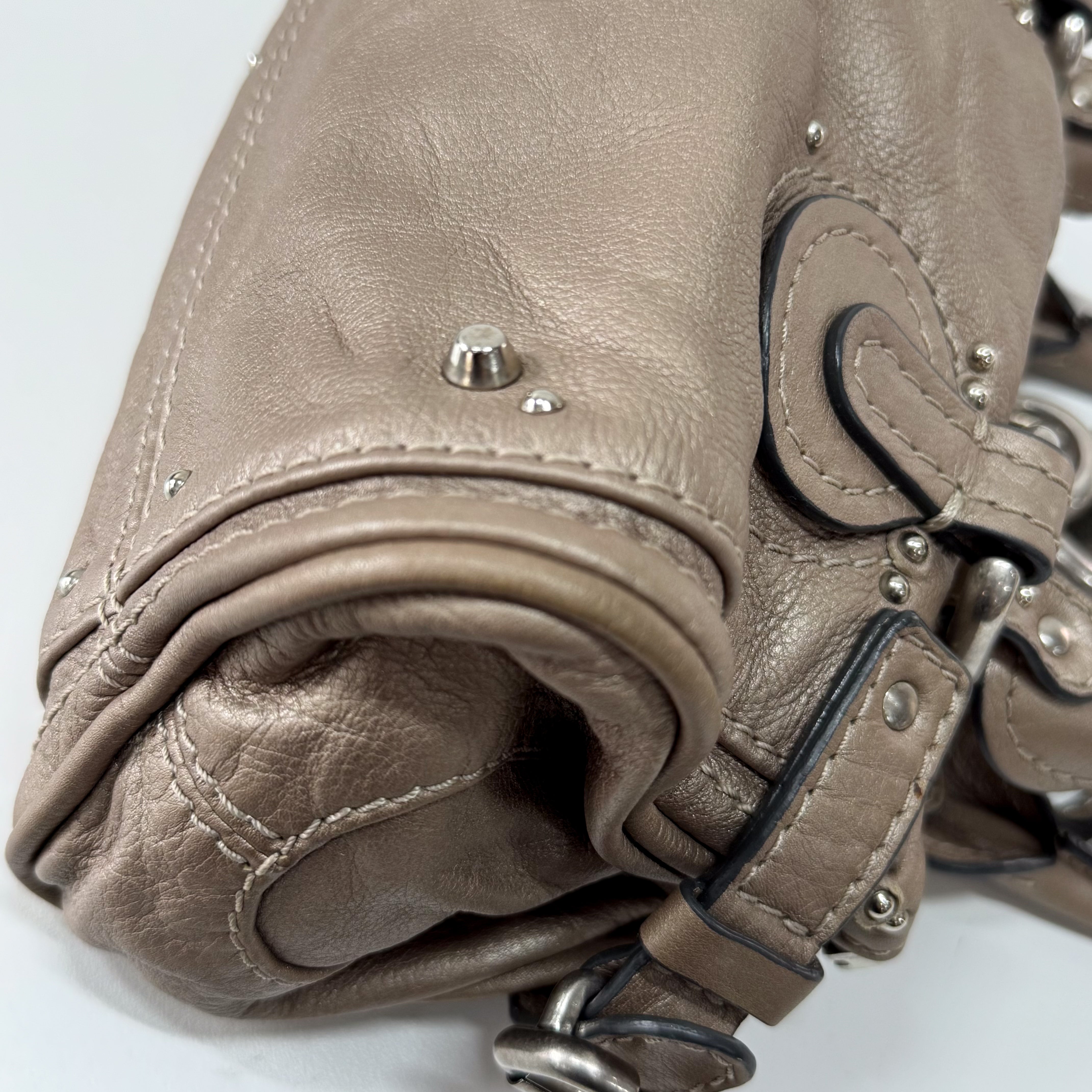 Paddington Small Grey Leather Shoulder Bag