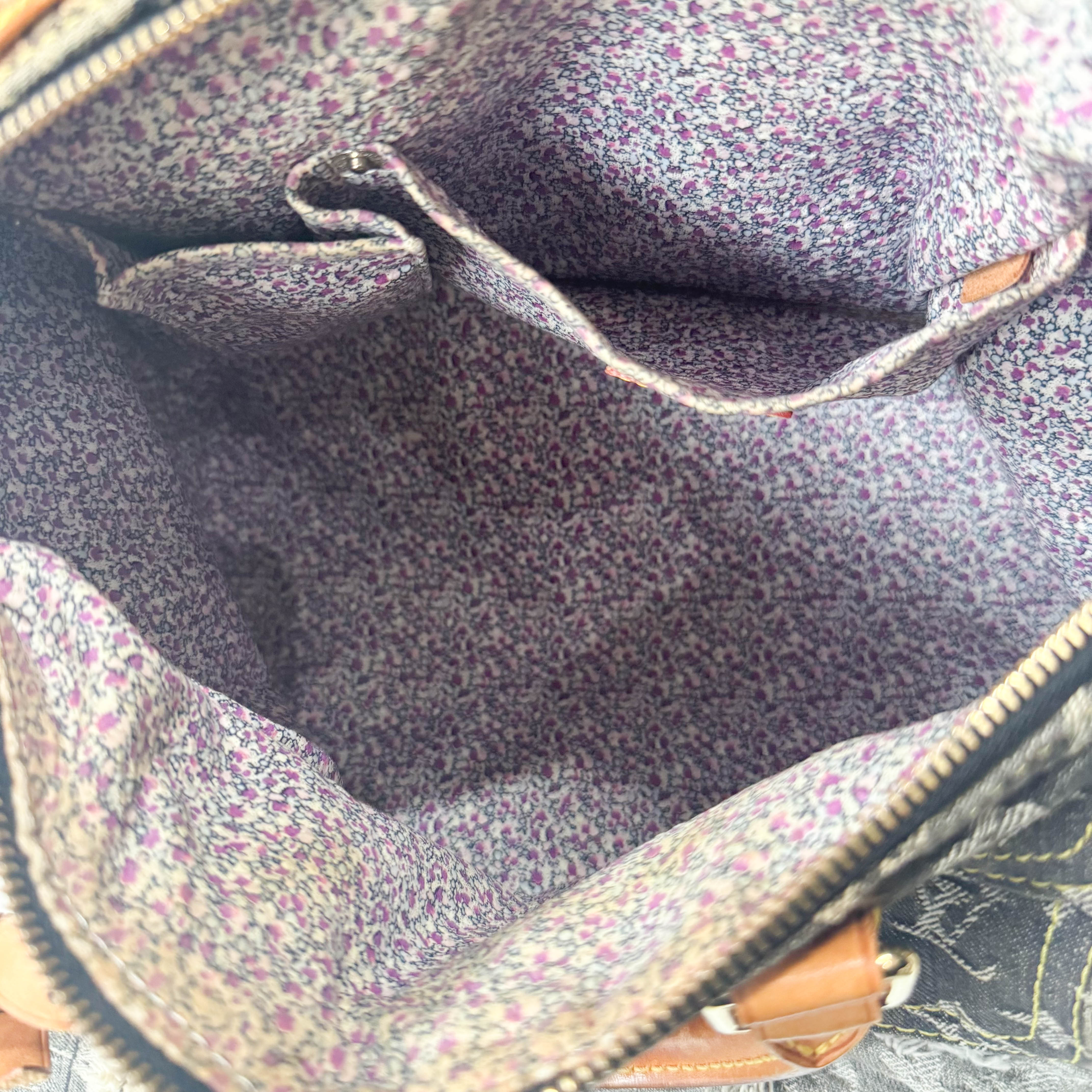 Monogram Speedy 30 Grey Denim Patchwork Bag