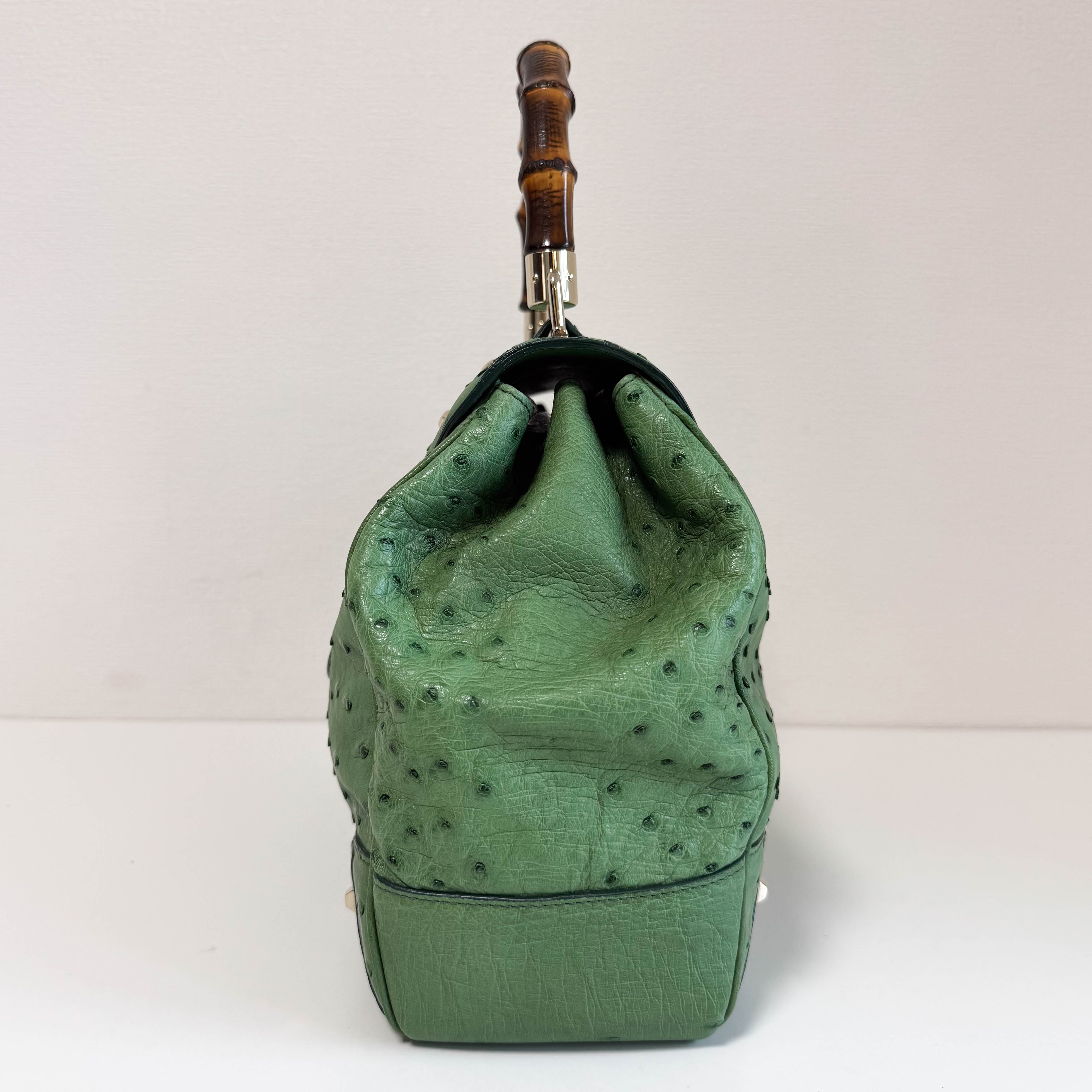 Bamboo Leather Green Handbag