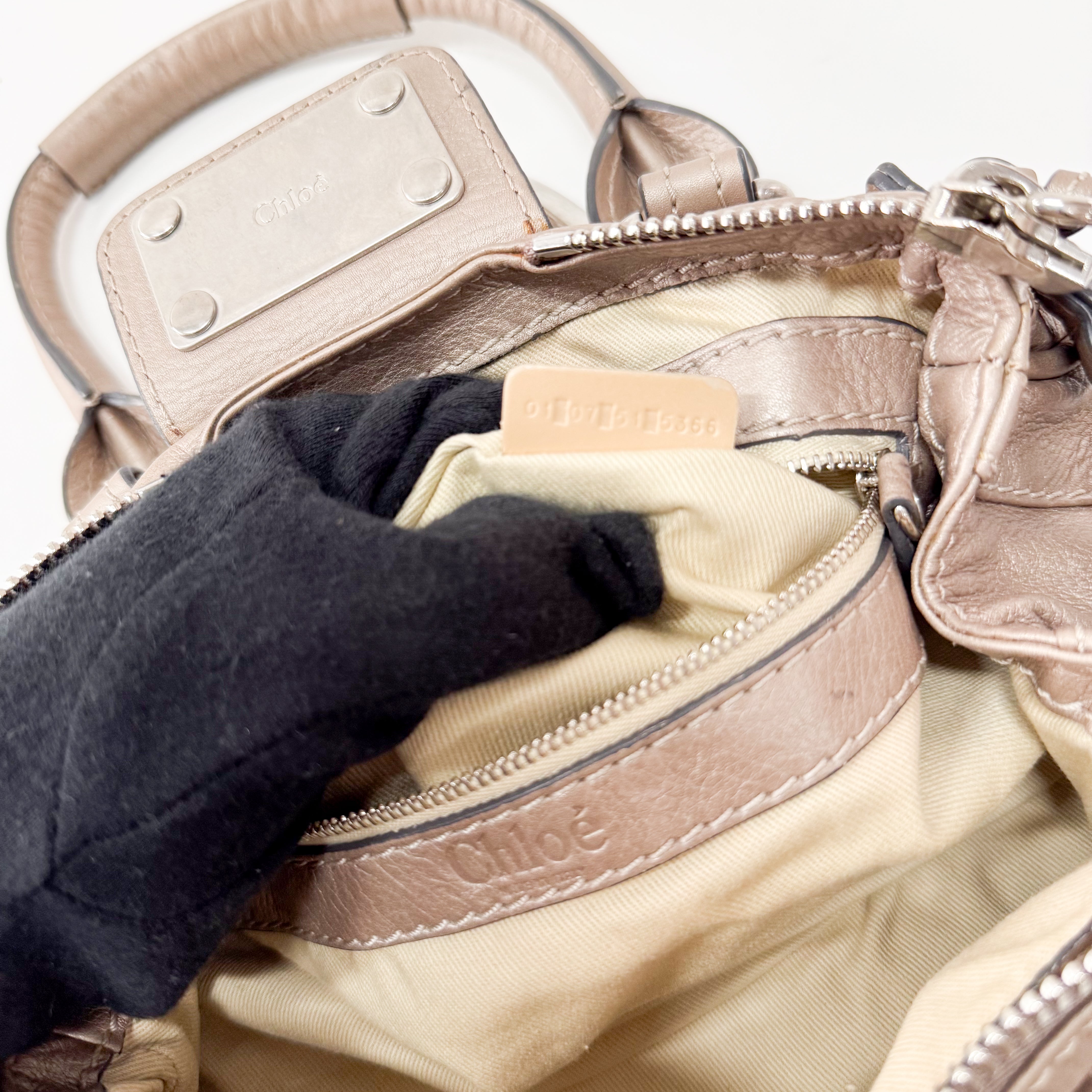 Paddington Small Grey Leather Shoulder Bag