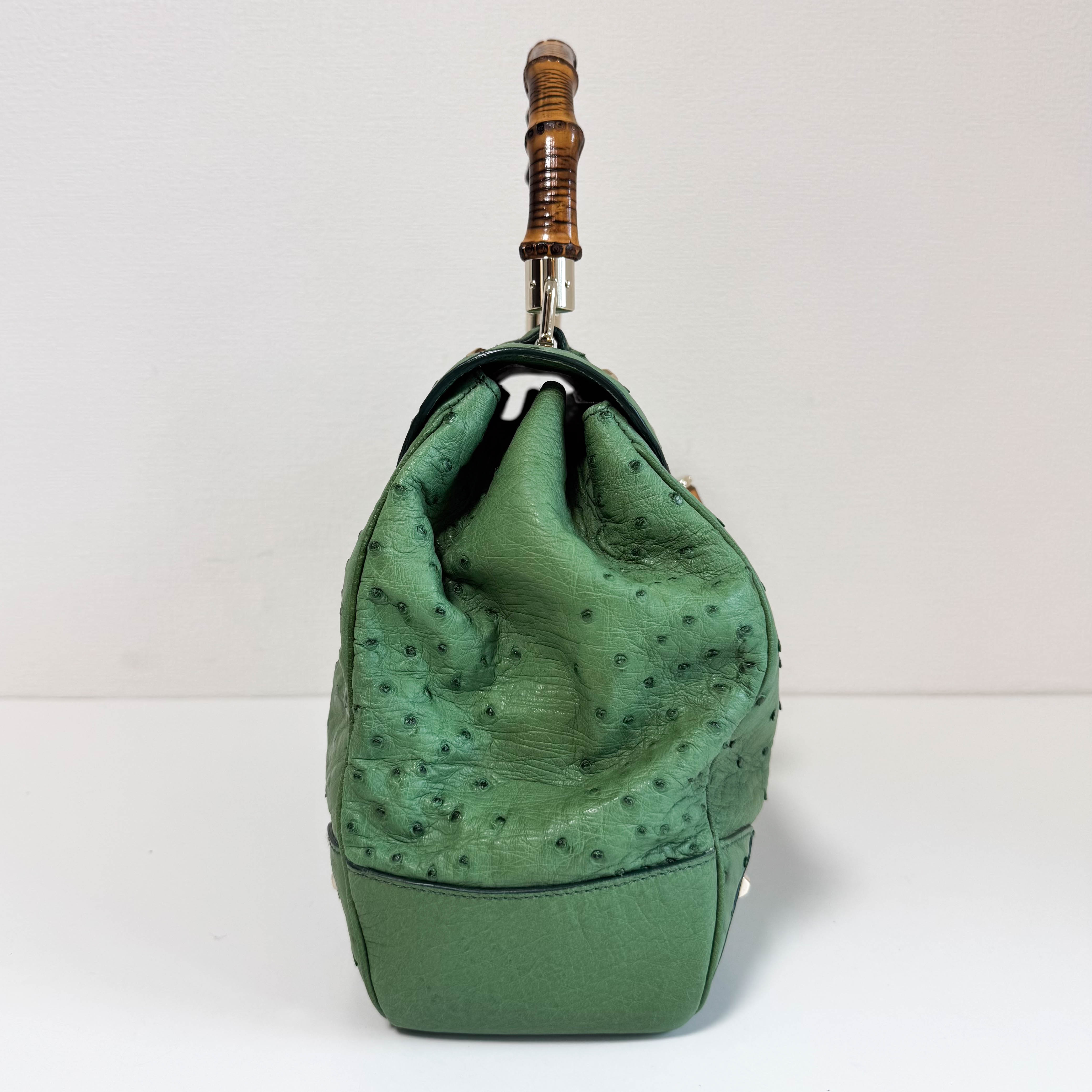 Bamboo Leather Green Handbag