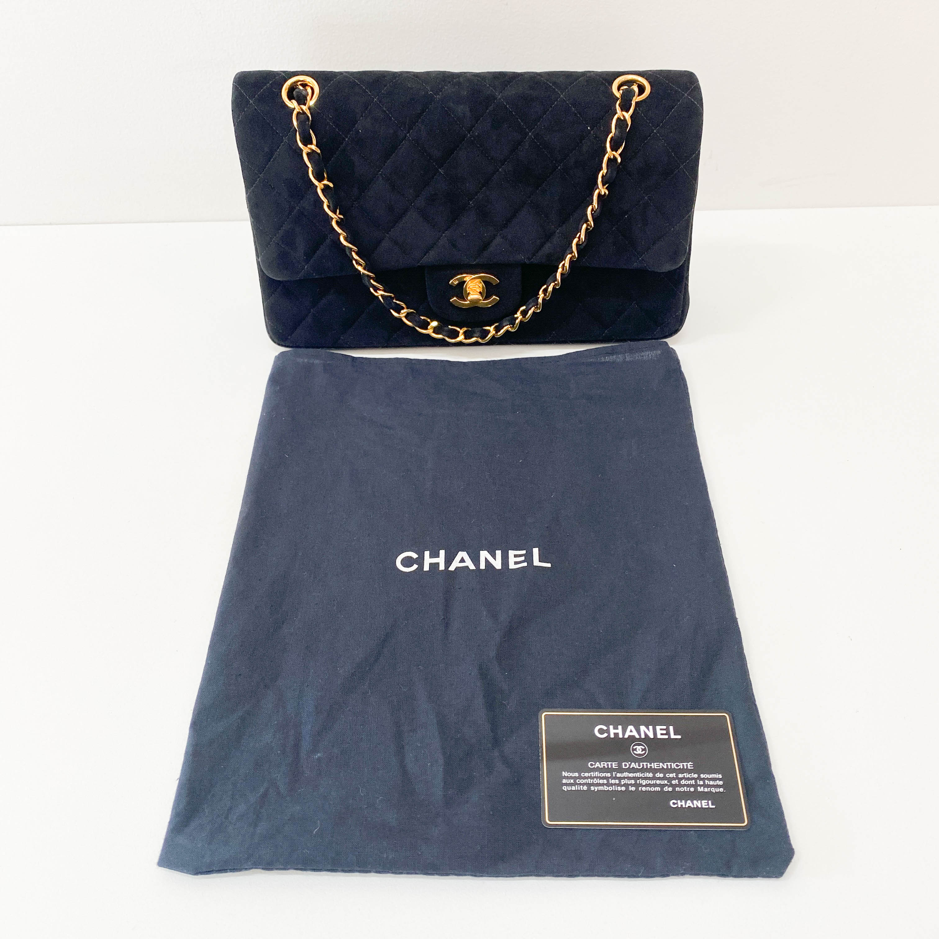 Timeless Classic Flap Black Suede Matelasse 25