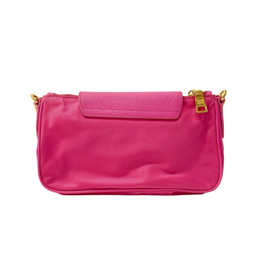 Pink Nylon Mini Chain Shoulder Bag