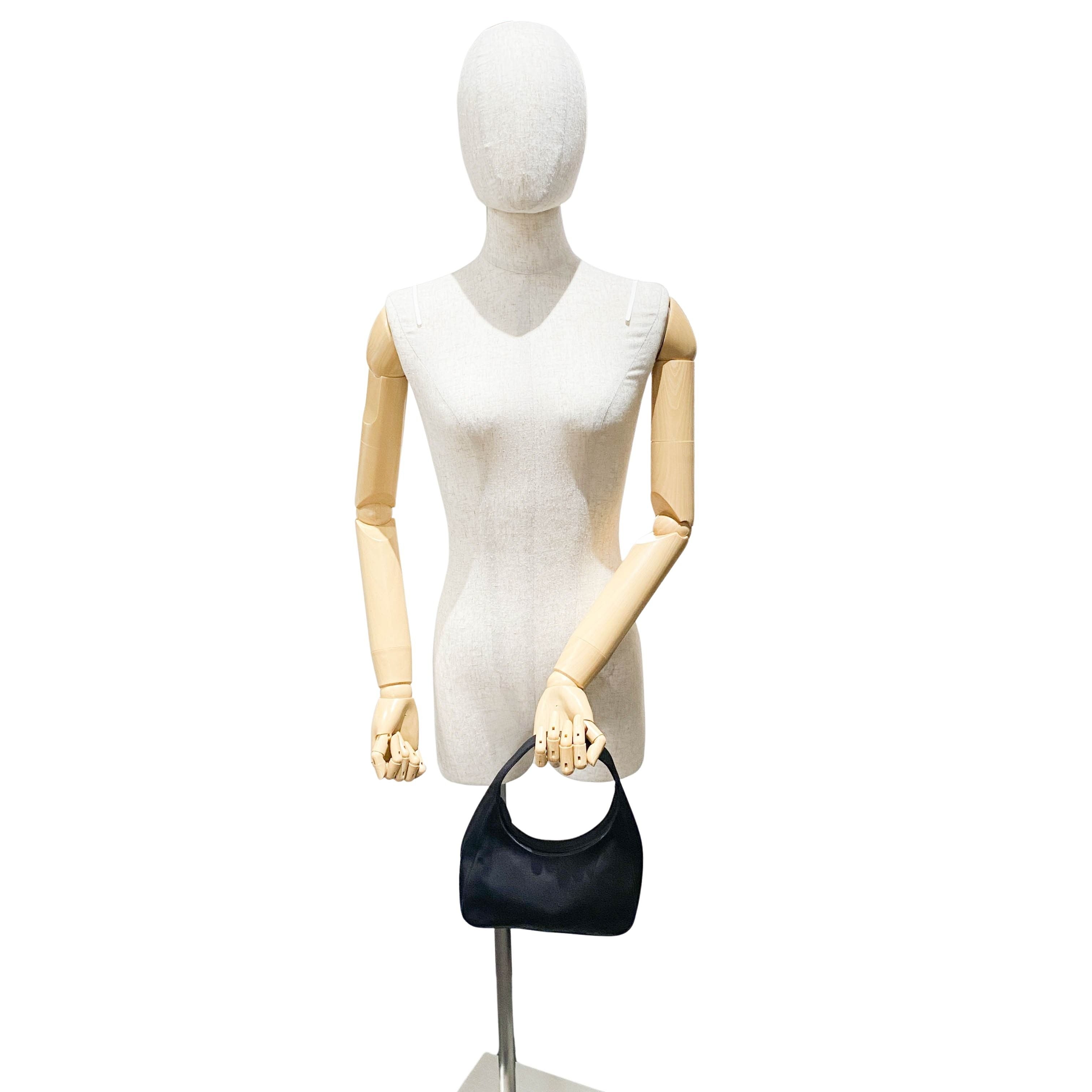 Small Black Satin Shoulder Bag