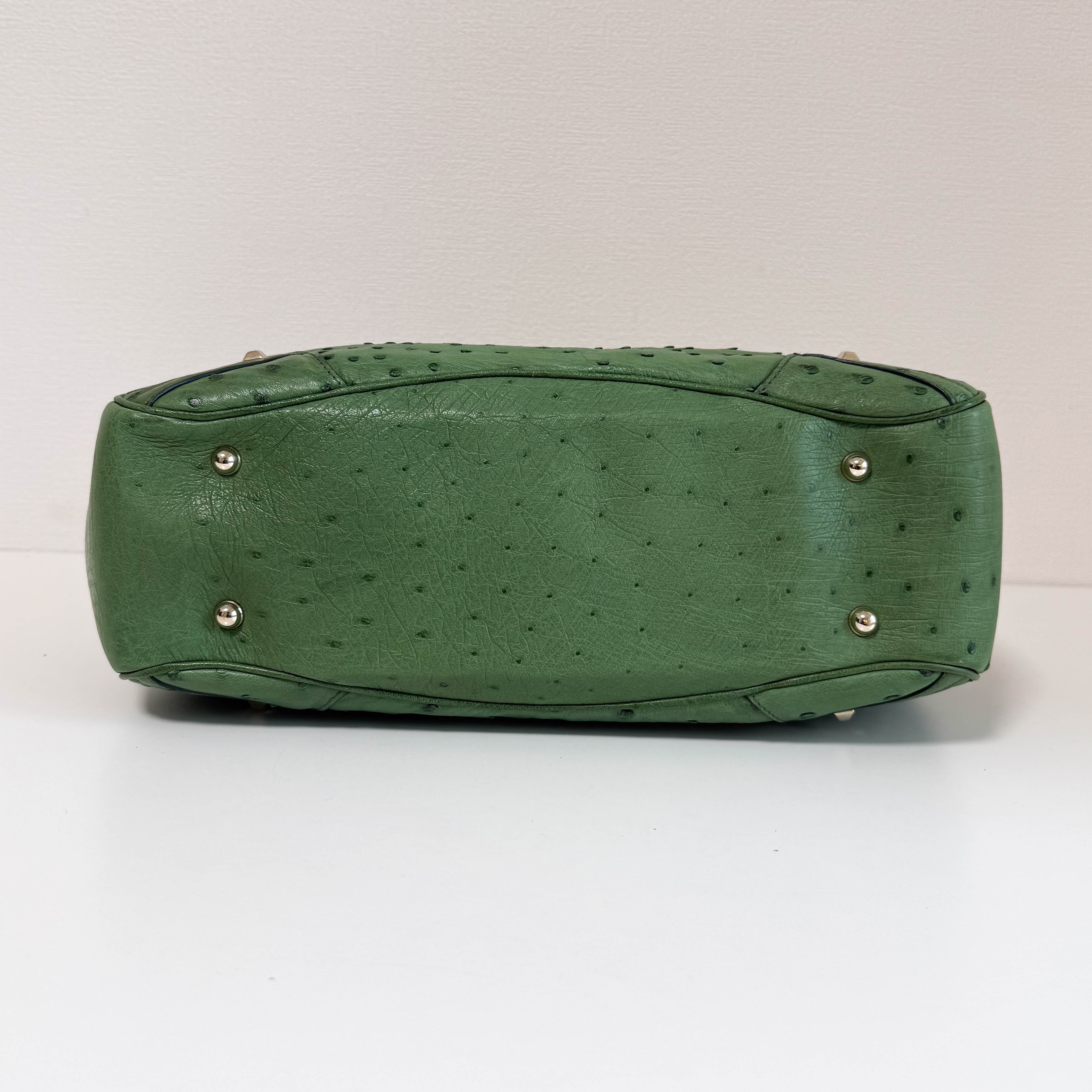 Bamboo Leather Green Handbag
