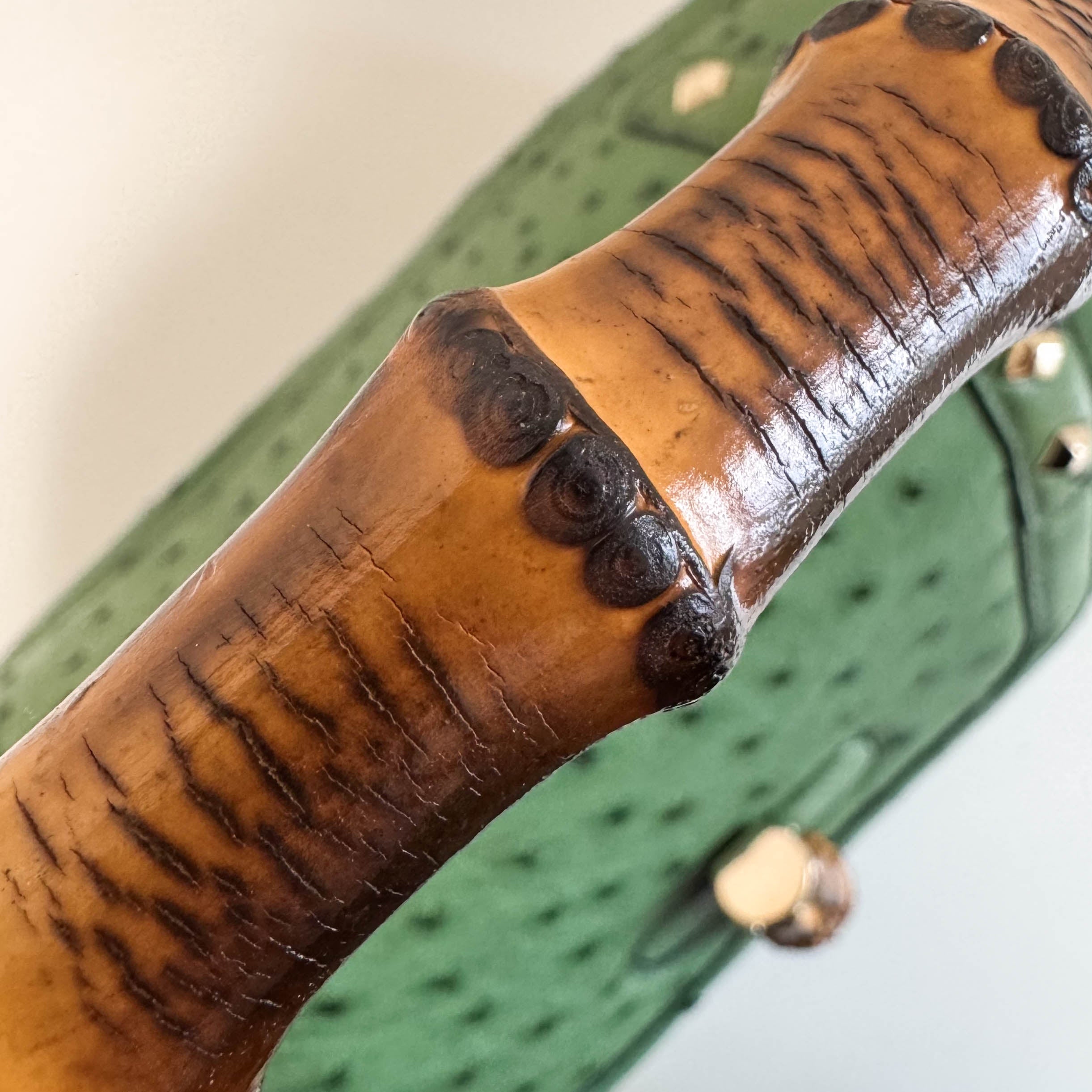 Bamboo Leather Green Handbag