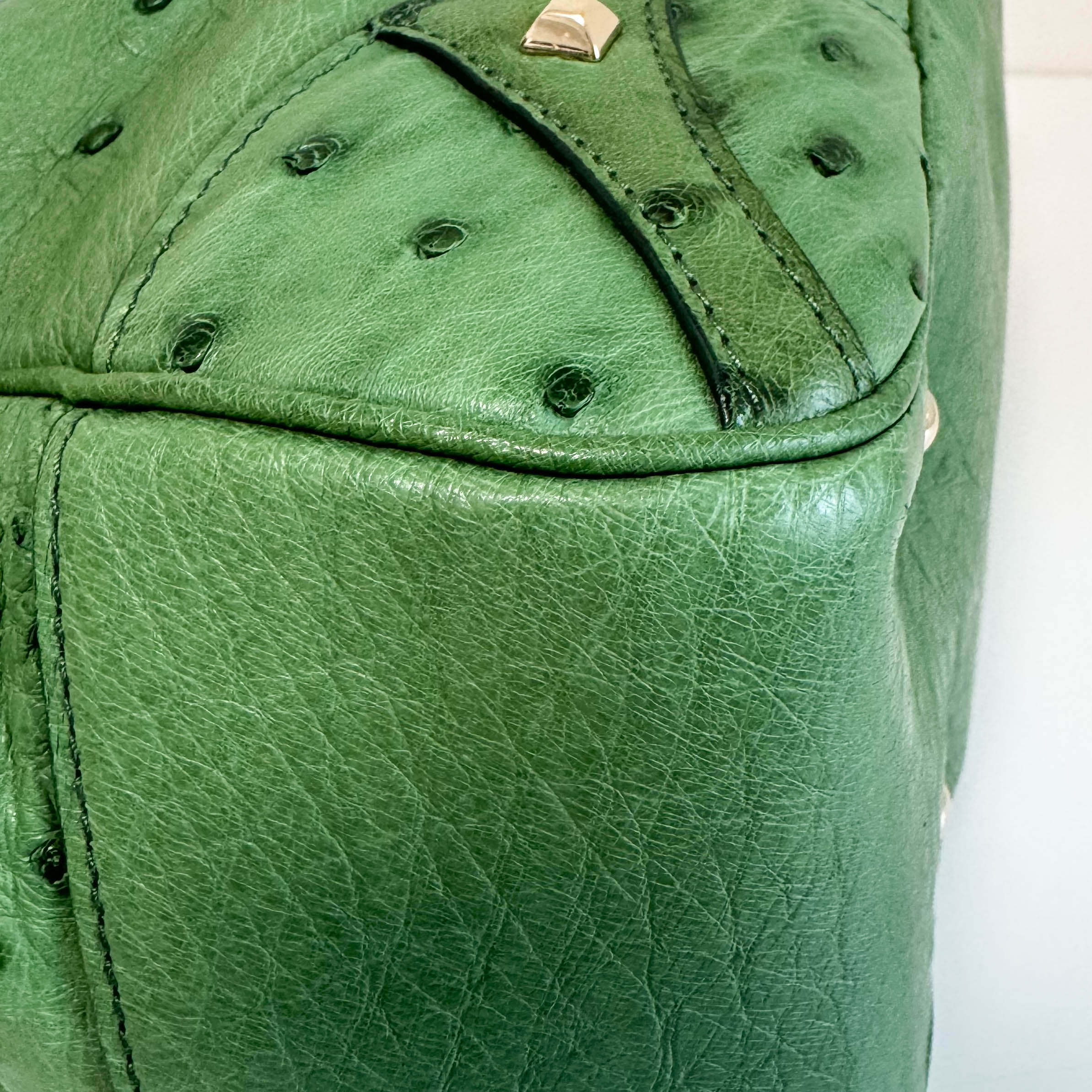 Bamboo Leather Green Handbag