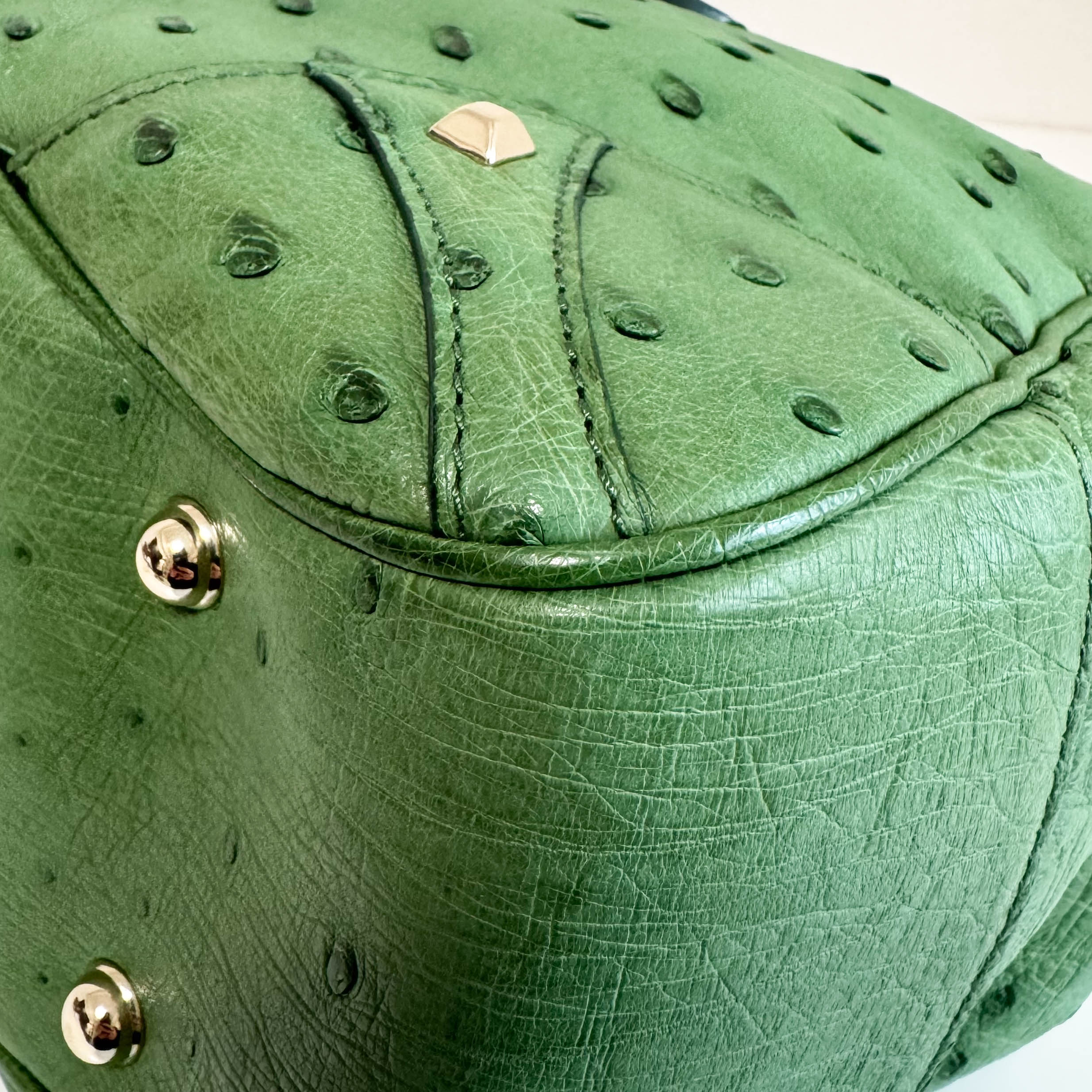 Bamboo Leather Green Handbag